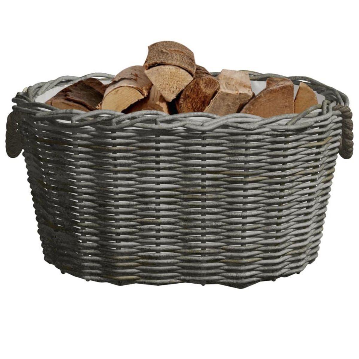 VIDAXL Panier a bois de chauffage avec poignees 59x42x28 cm Gris Saule