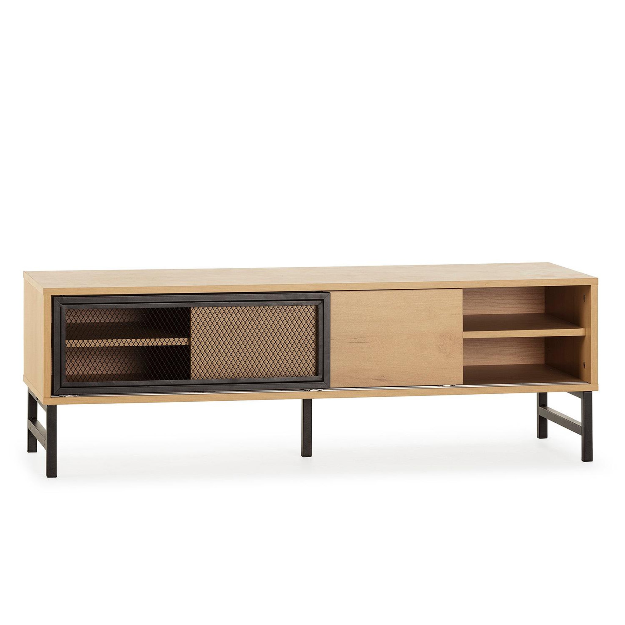 Voir la diapositive 3 : VS VENTA-STOCK Meuble tv Isis 2 portes en chêne et métal noir 120 cm