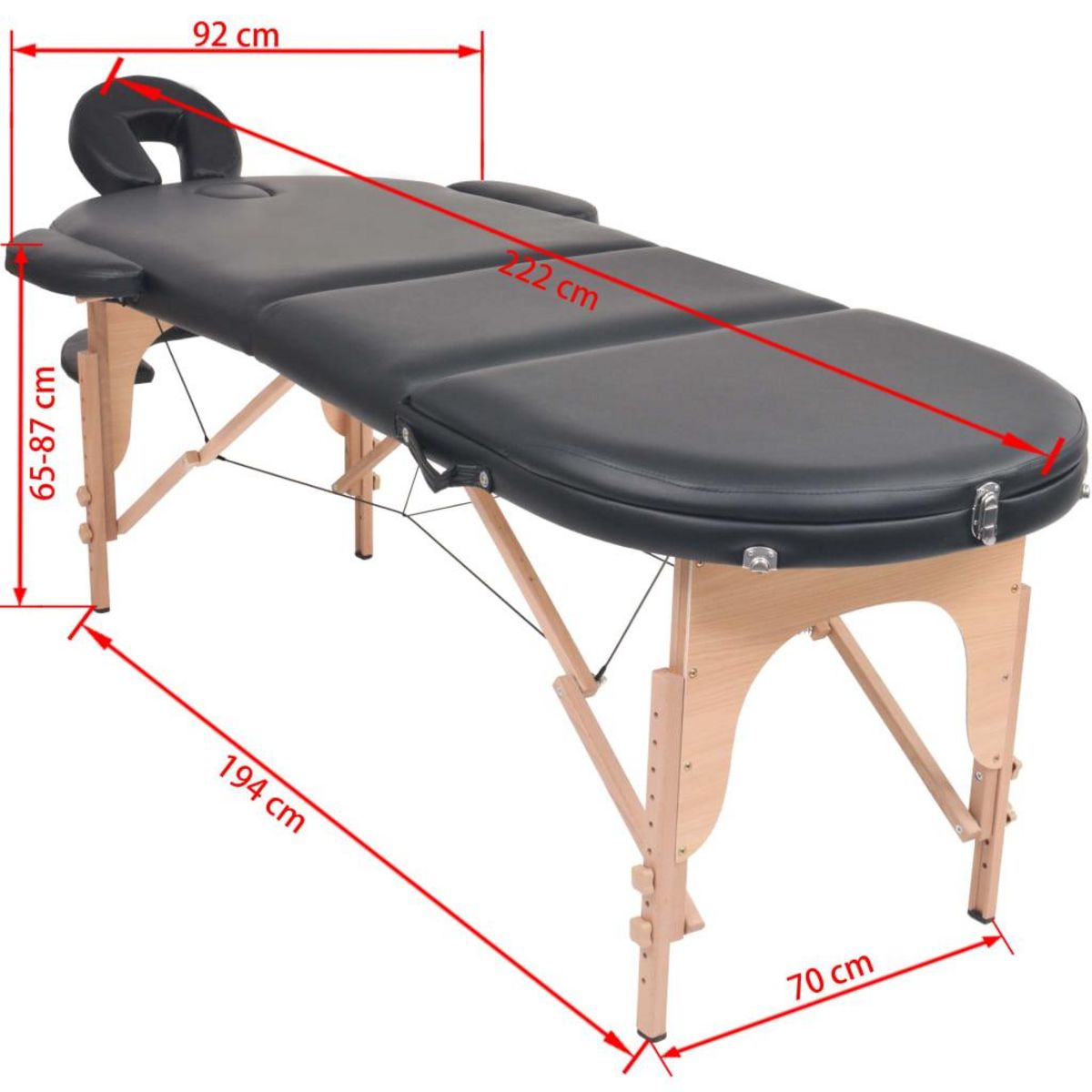 VIDAXL Table de massage pliable 4 cm d'epaisseur et 2 traversins Noir