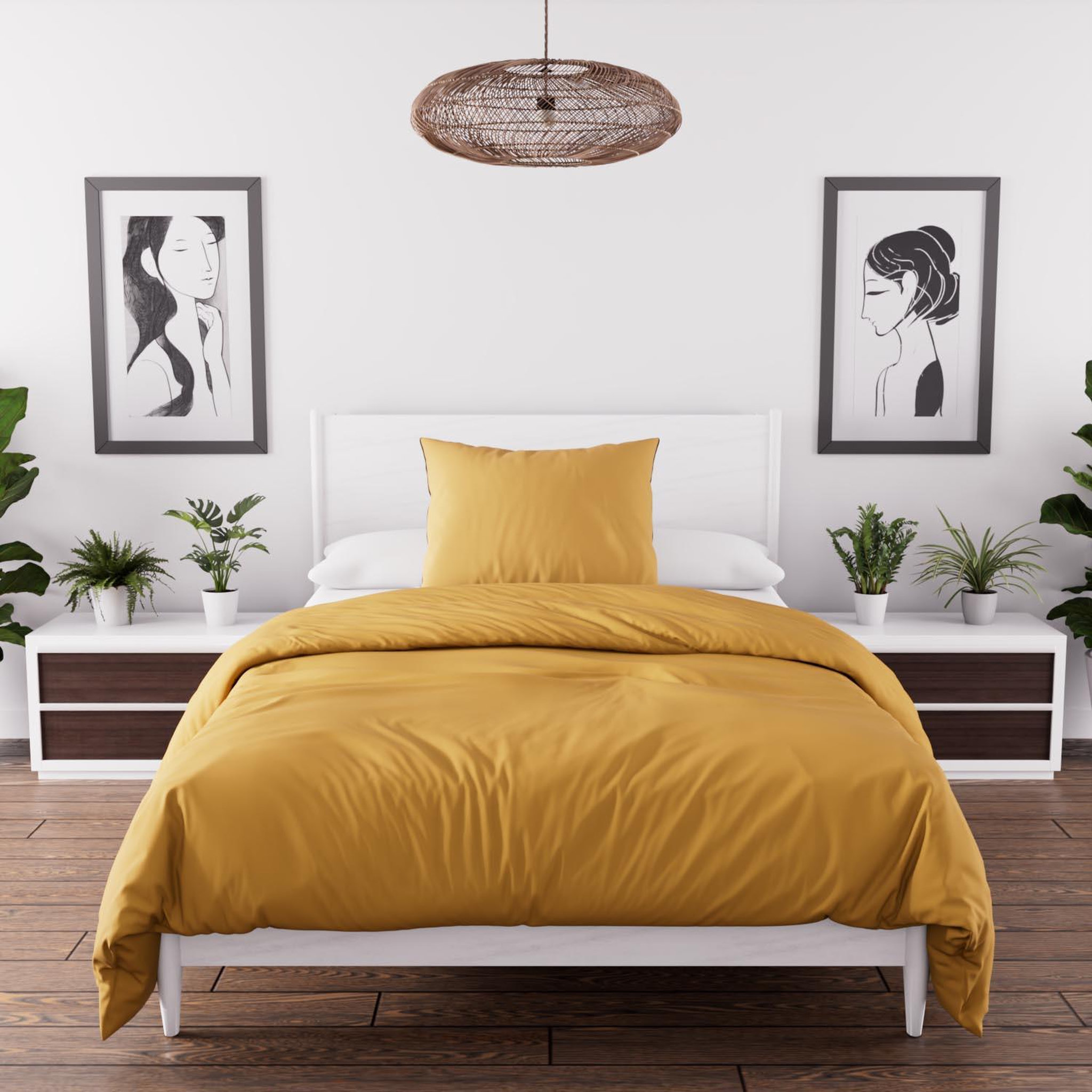 Voir la diapositive 1 : Intemporel Parure housse de couette en microfibre lavée boheme, par soleil d'ocre