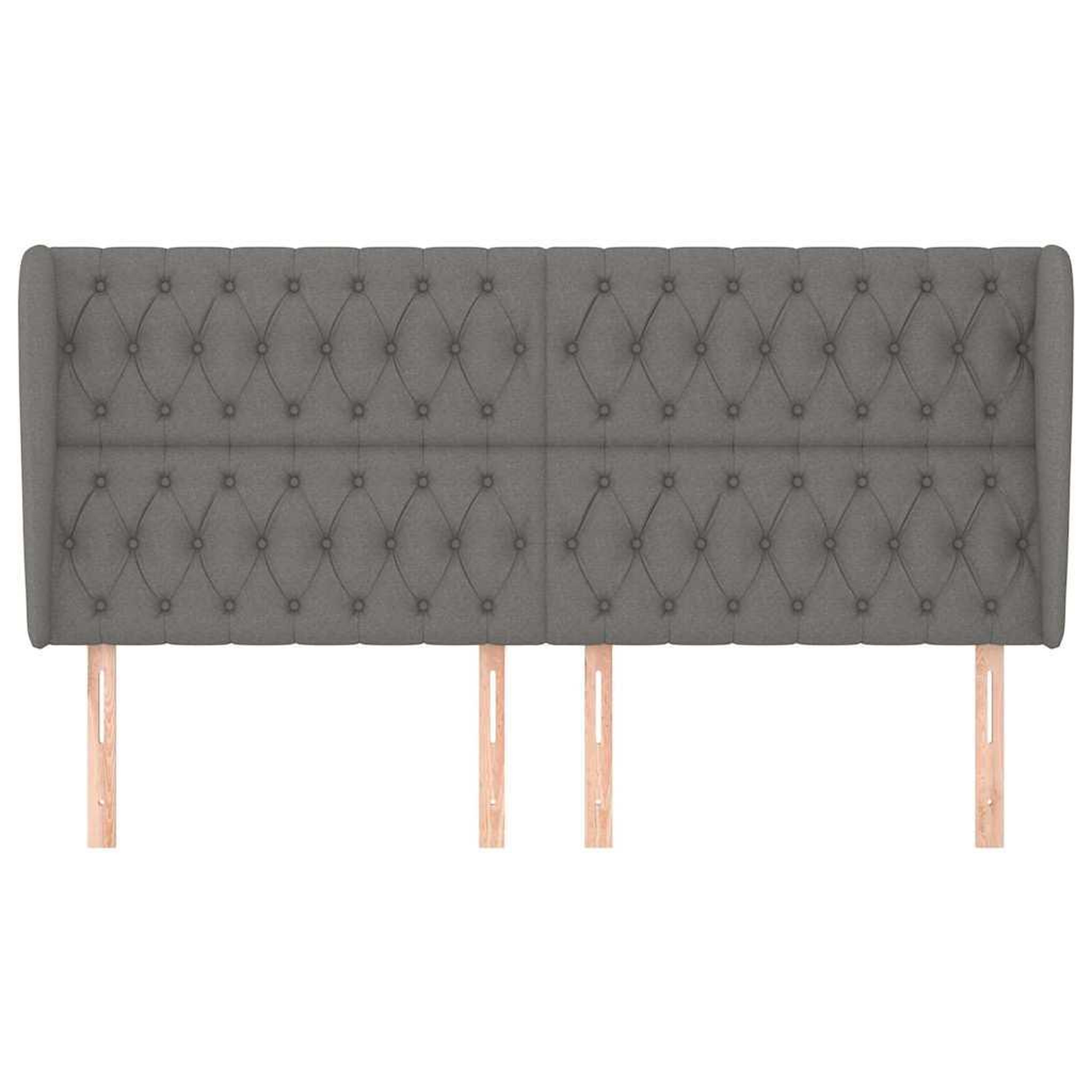 Voir la diapositive 4 : VIDAXL Tete de lit avec oreilles Gris fonce 183x23x118/128 cm Tissu