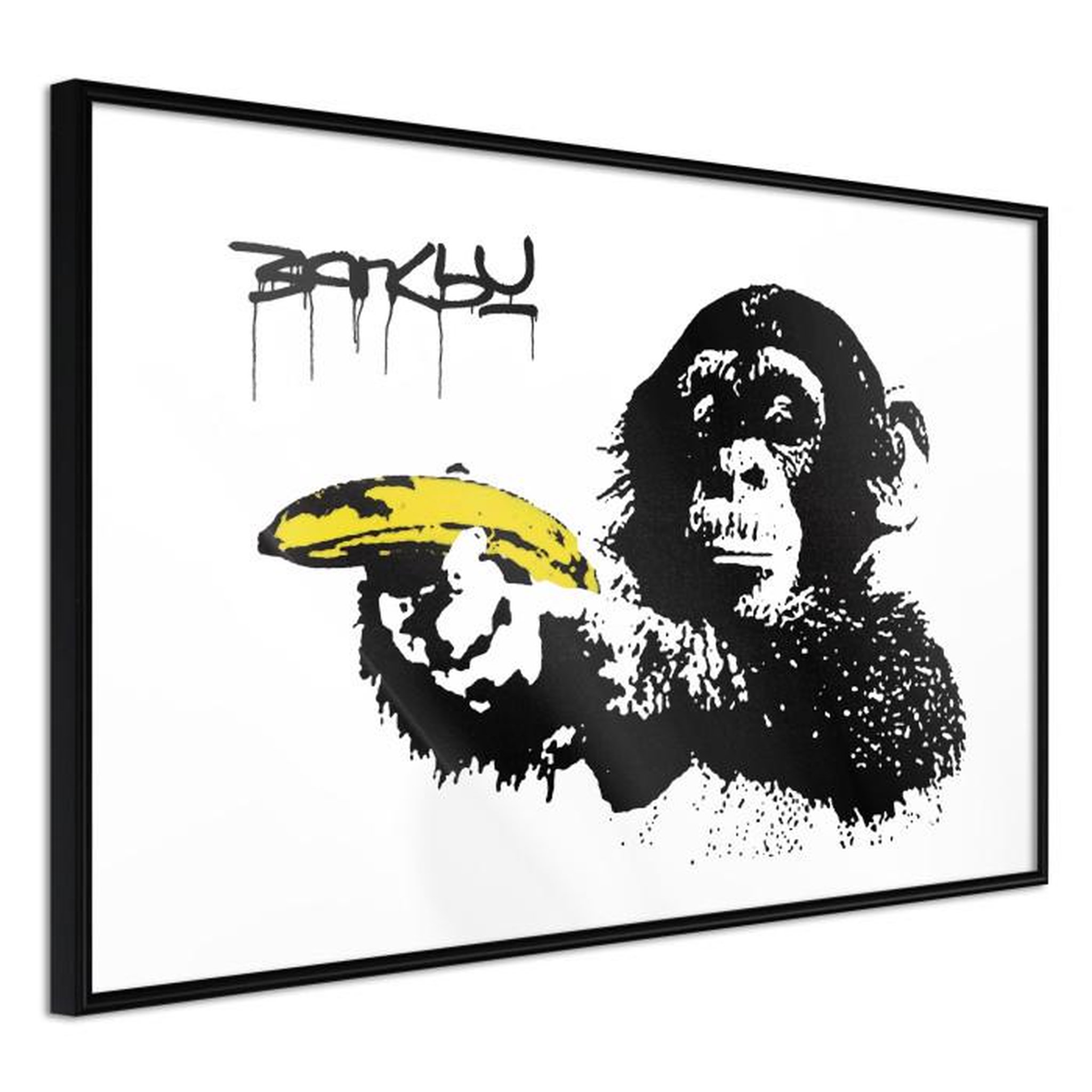 Paris Prix Affiche Murale Encadrée  Banksy Banana Gun II. Coloris disponibles : Jaune, Noir