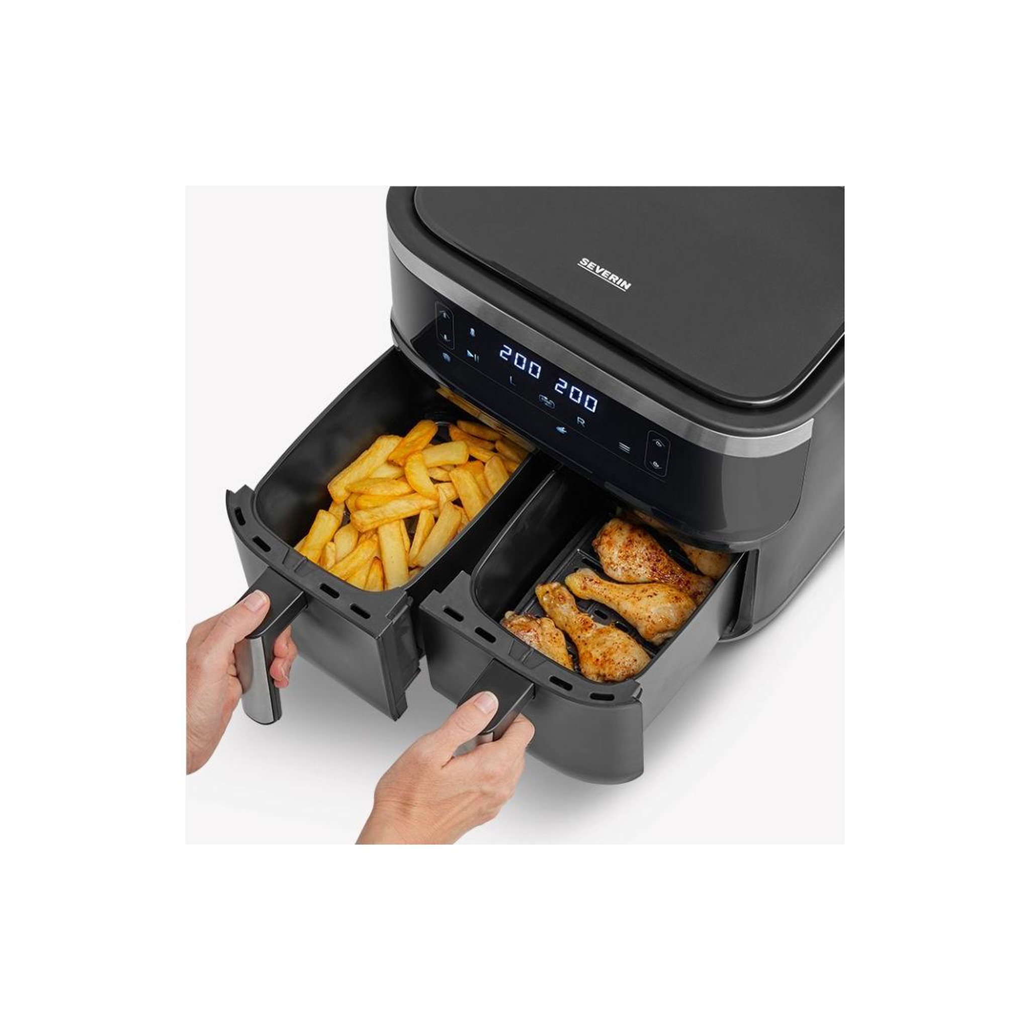 Voir la diapositive 3 : SEVERIN Severin fr 2463 double 8 l autonome 2600 w friteuse d'air chaud noir