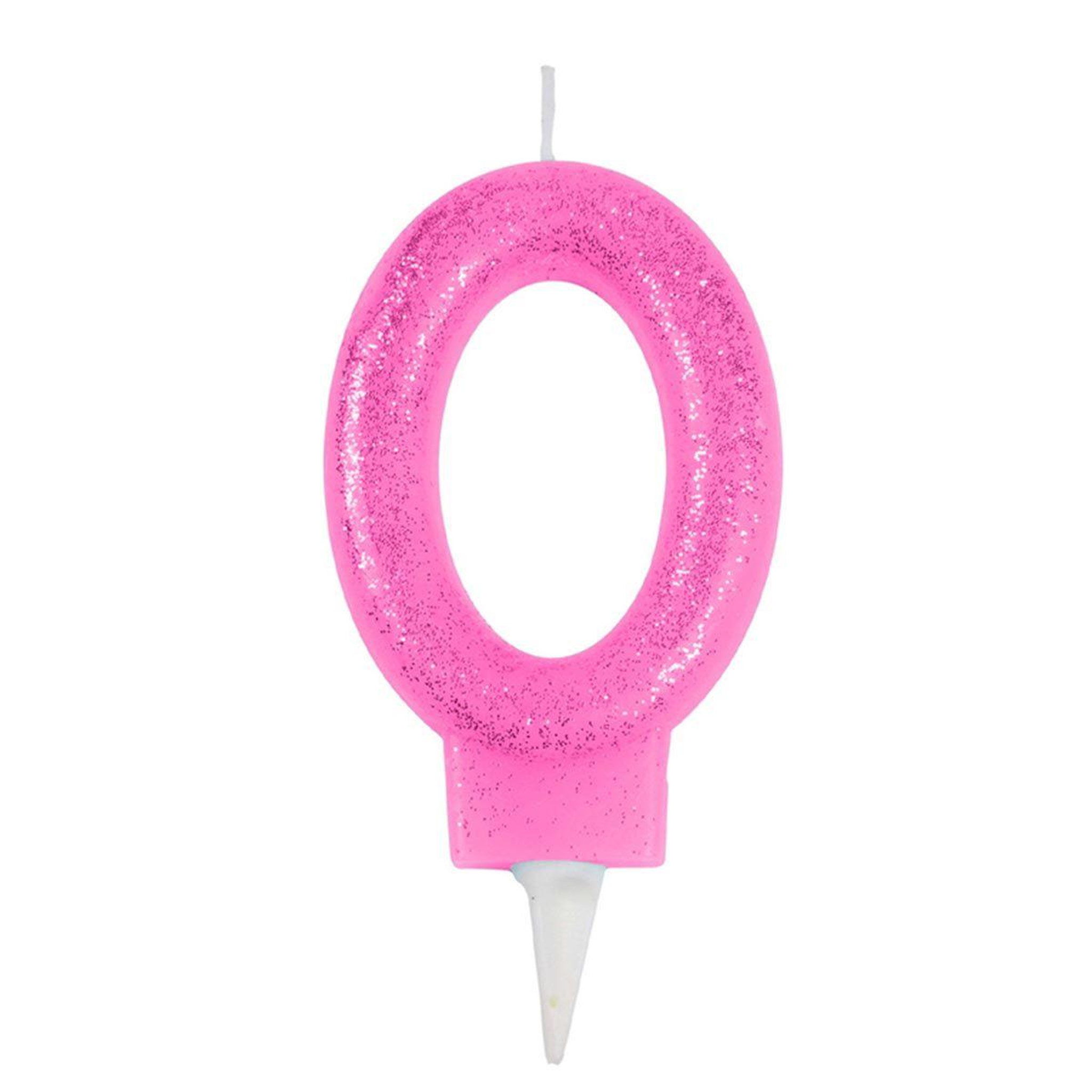 HOMEA Bougie d'Anniversaire Paillette  Chiffre 0  7cm Rose