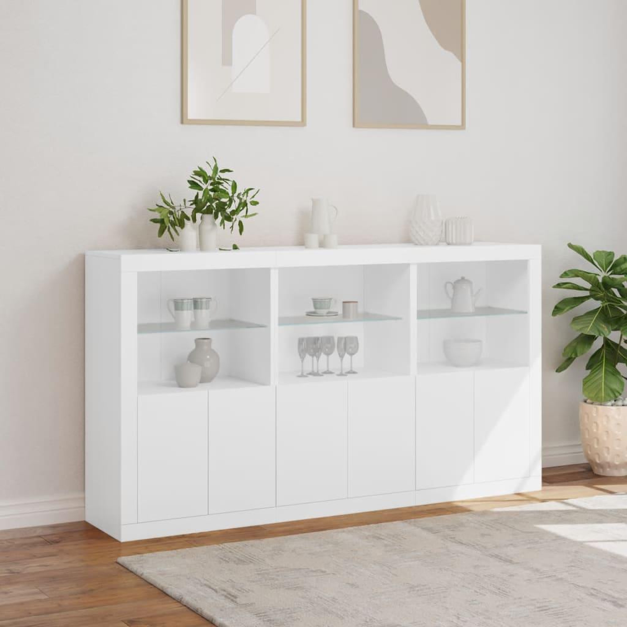 Voir la diapositive 4 : VIDAXL Buffet avec lumieres LED blanc 181,5x37x100 cm