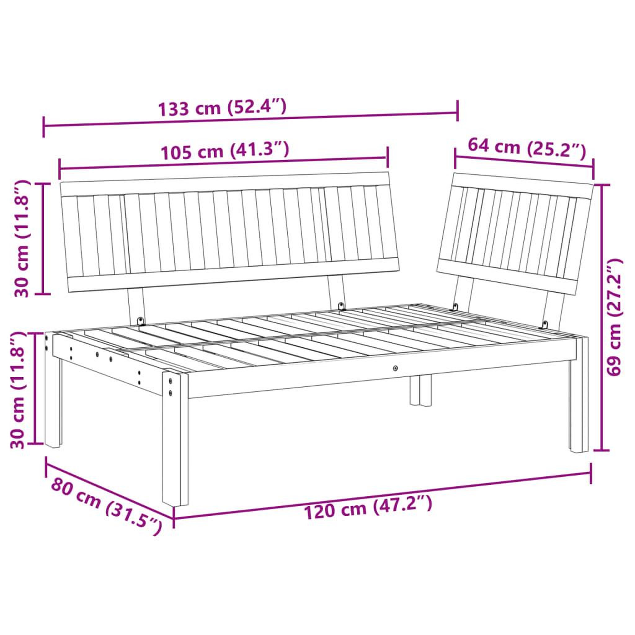 Voir la diapositive 6 : VIDAXL Canape d'angle palette de jardin bois massif d'acacia