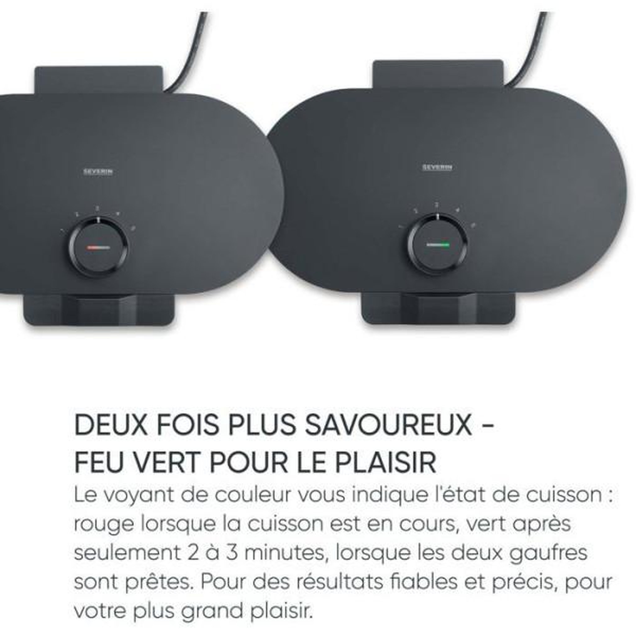 Voir la diapositive 4 : SEVERIN Machine a Gaufre - Gaufrier Electrique  duo - SEVERIN - WA2118 - 1200 W - Formes de coeur - Revetement céramique anti-adhésif - Noir