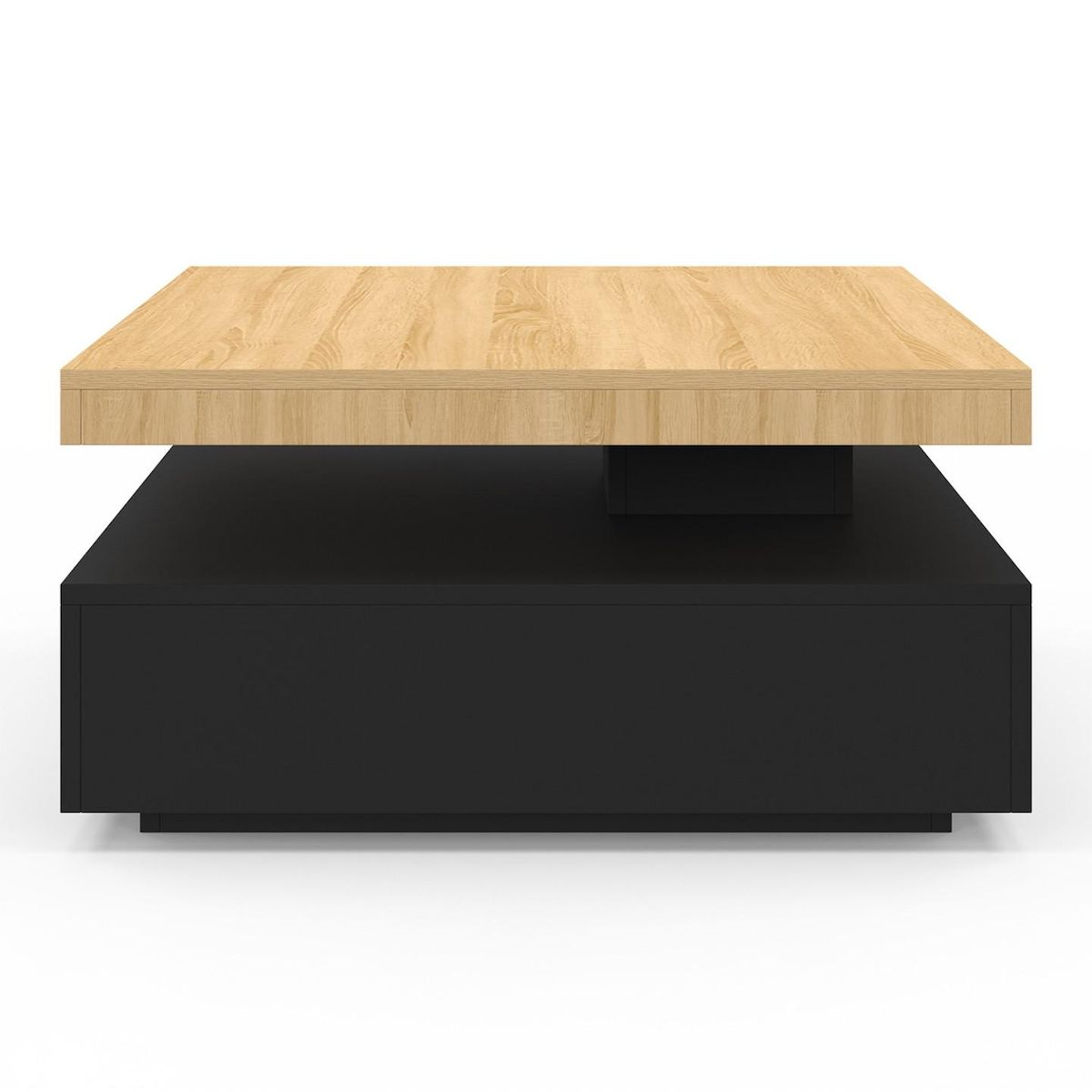 ID MARKET Table basse carré pivotante THEA 70 cm bois et noir
