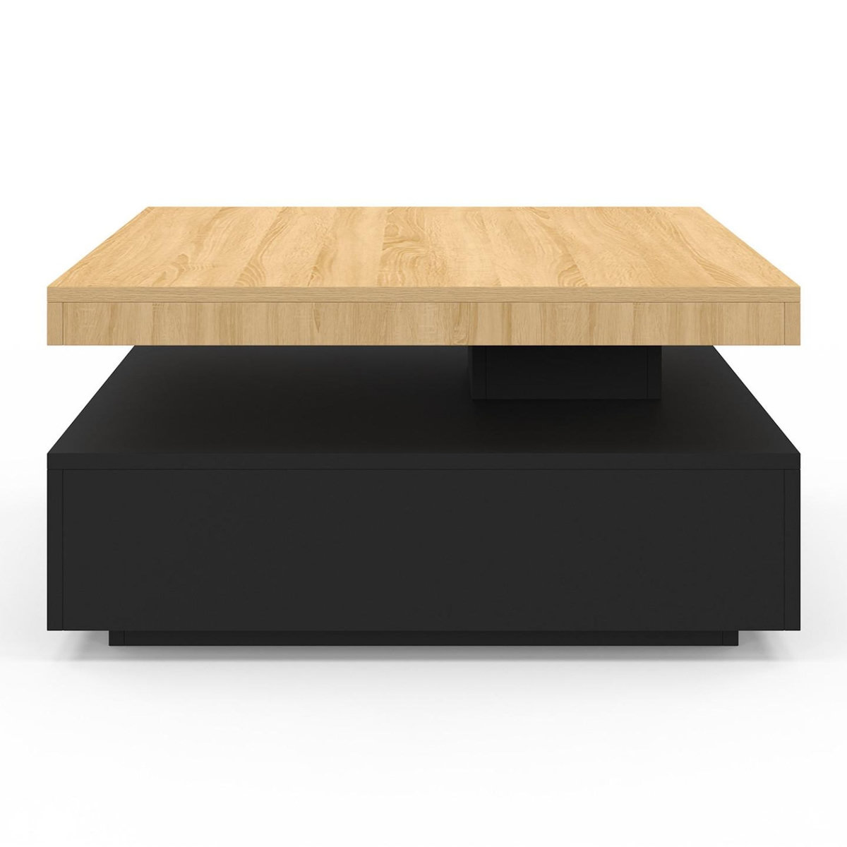 ID MARKET Table basse carré pivotante THEA 70 cm bois et noir