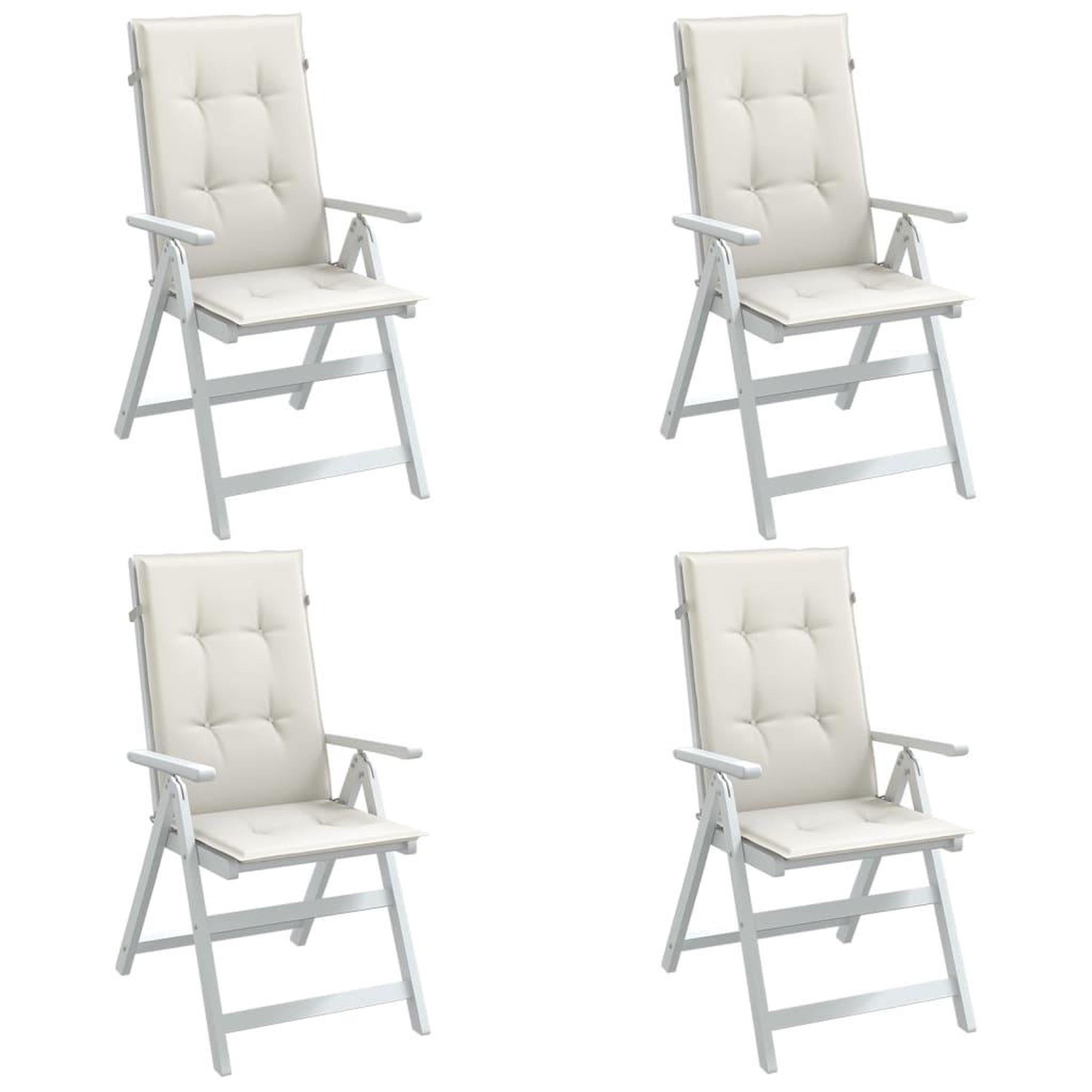 VIDAXL Coussins de chaise a dossier haut lot de 4 creme melange tissu