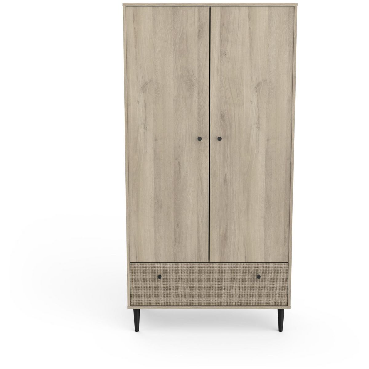 Armoire 2 portes 1 tiroir décor effet cannage L90cm HANOÏ