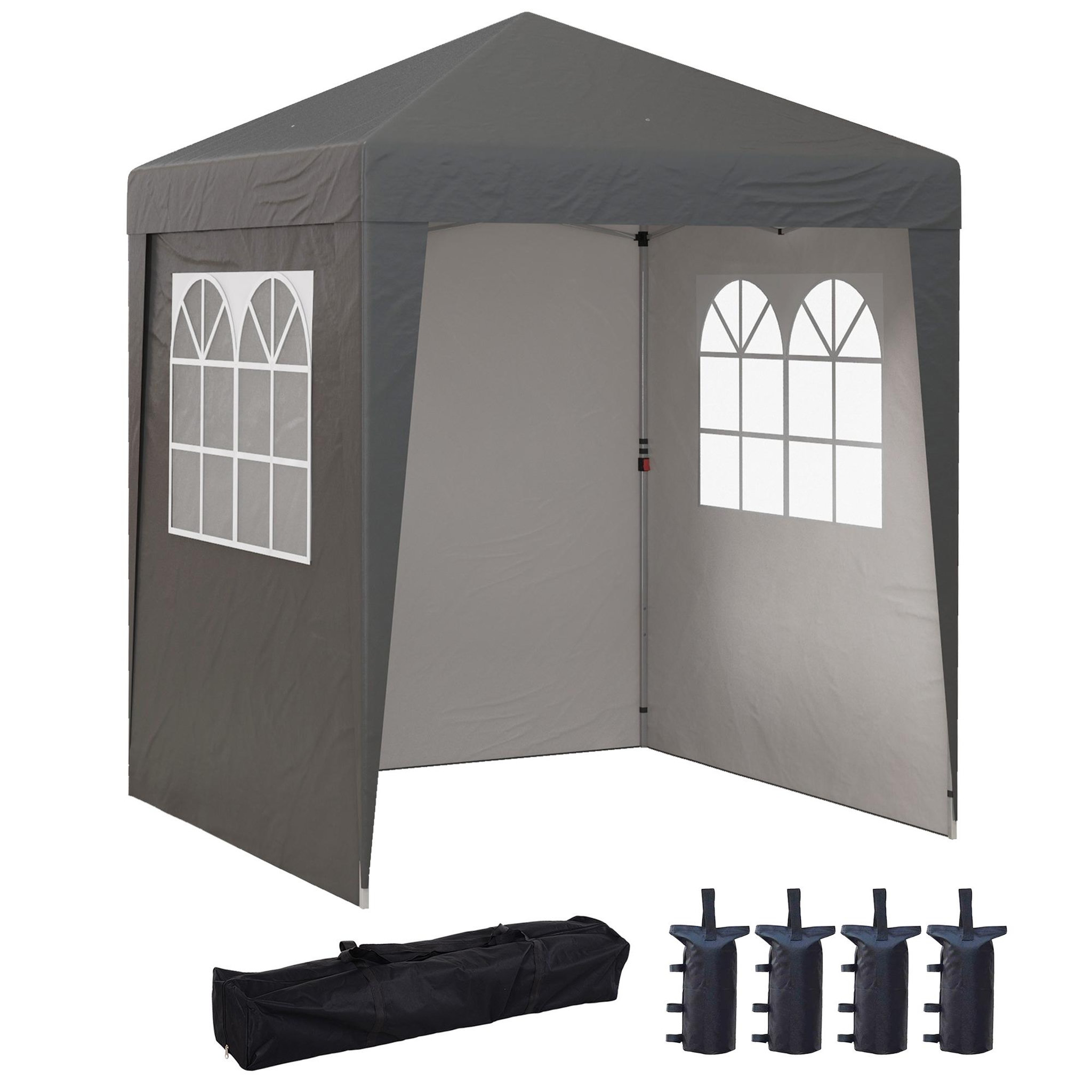 Voir la diapositive 1 : OUTSUNNY Tonnelle de jardin pliante pop-up réglable anti-UV 30+ 4 sacs lestage sac de transport gris