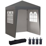 OUTSUNNY Tonnelle de jardin pliante pop-up réglable anti-UV 30+ 4 sacs lestage sac de transport gris