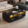 Voir la diapositive 4 : MERAX Table basse rectangulaire noir avec 2 tiroirs - 50x94 cm led panneau de particules