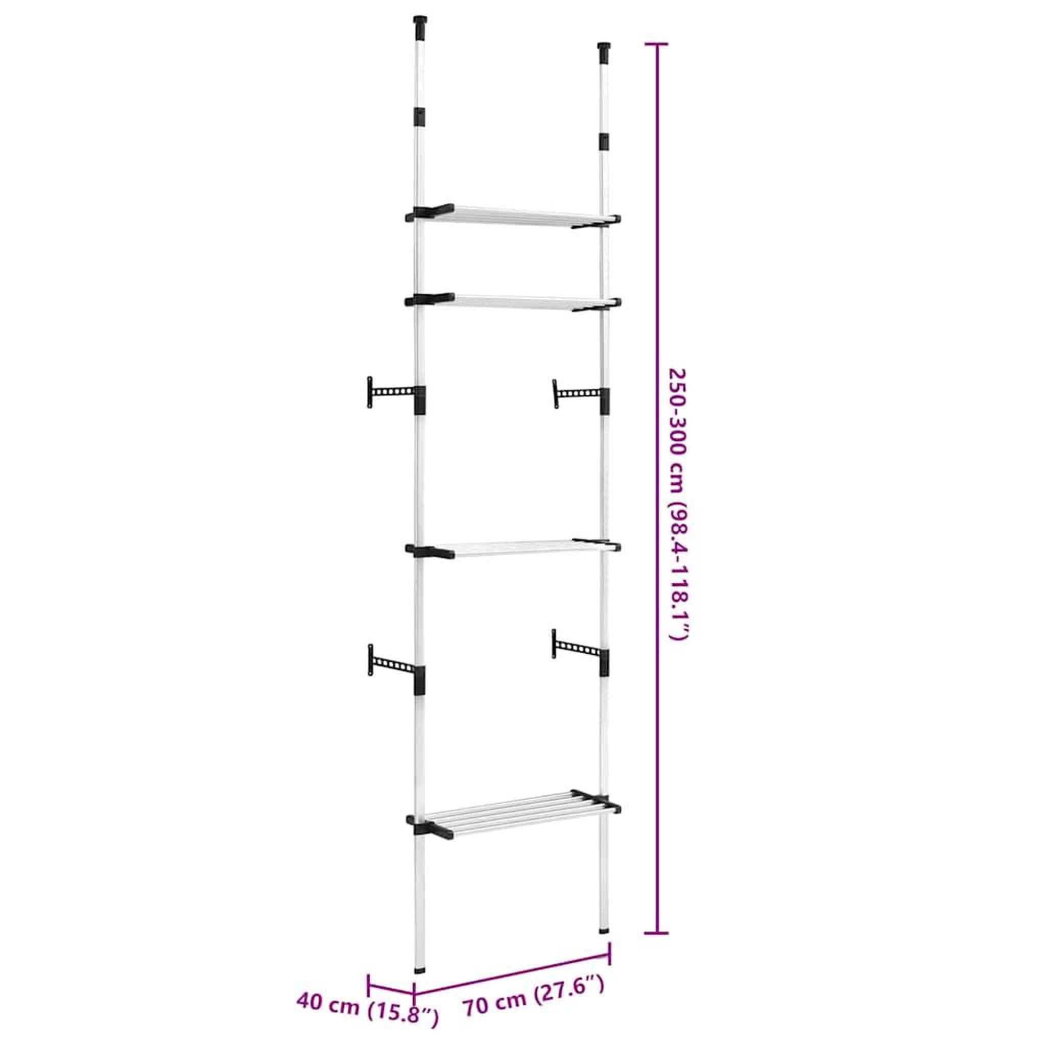 Voir la diapositive 6 : VIDAXL Systeme de garde-robe telescopique avec etageres aluminium