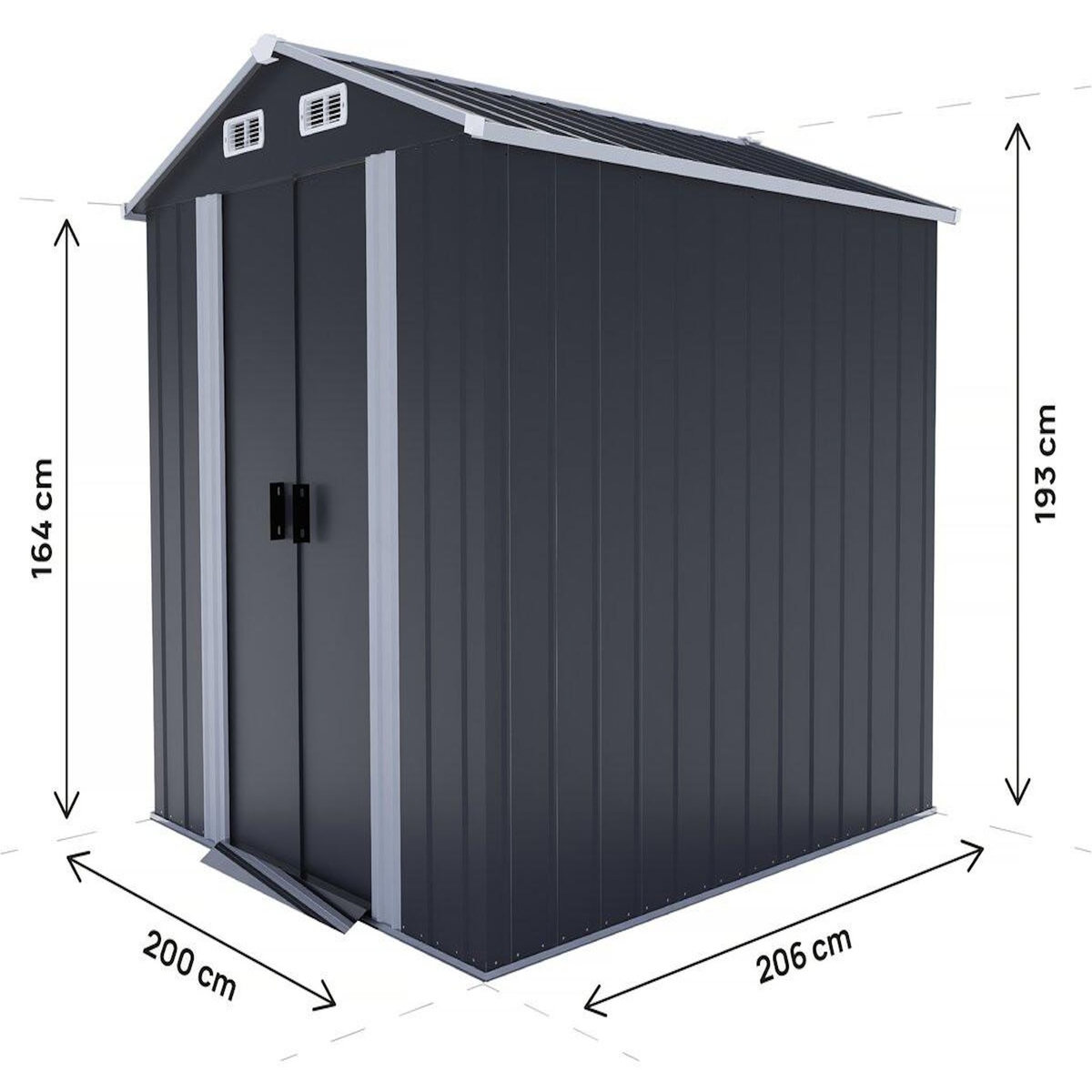 Habitat et Jardin Abri de jardin métal avec portes coulissantes  Boston  - 4.12 m² - Gris