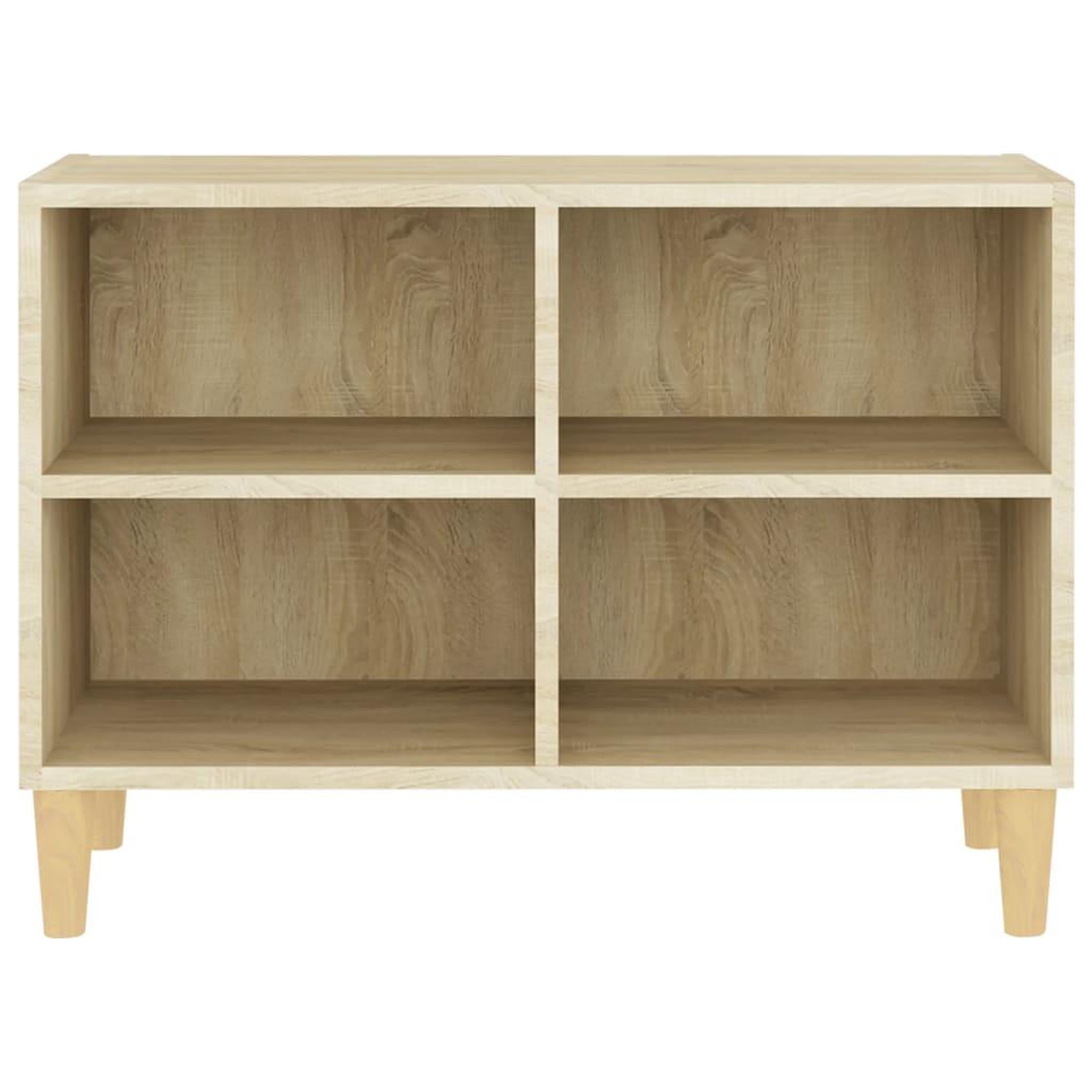 Voir la diapositive 4 : VIDAXL Meuble TV avec pieds en bois massif Chene sonoma 69,5x30x50 cm
