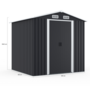 Voir la diapositive 5 : ID MARKET Abri de jardin 3,7M² gris en acier galvanisé avec base