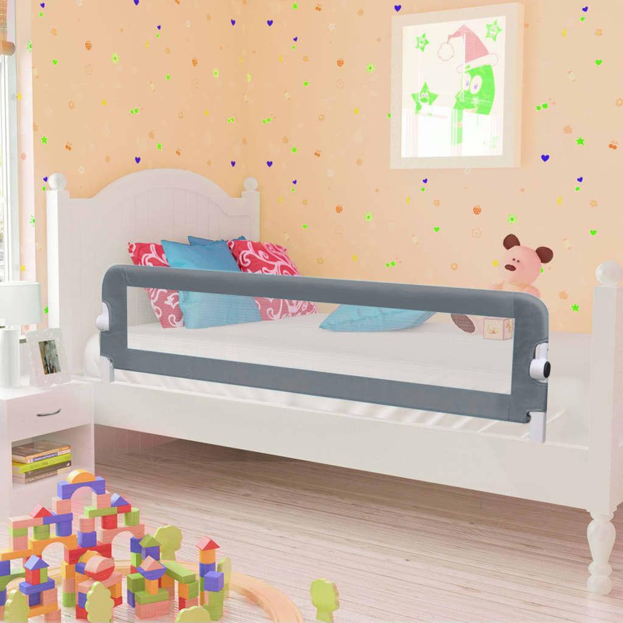 Voir la diapositive 1 : VIDAXL Barriere de lit enfant Gris 150x42 cm Polyester