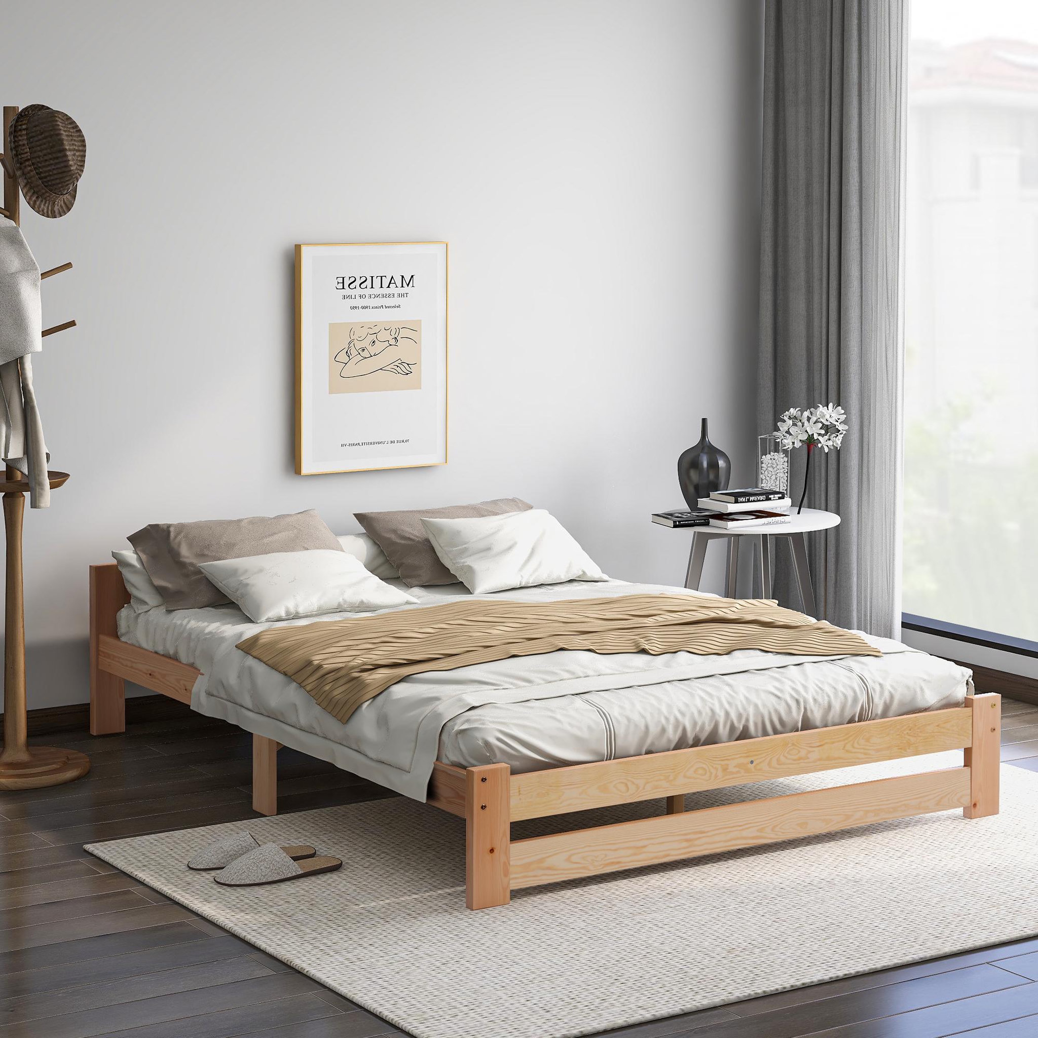Voir la diapositive 5 : MERAX Lit 2 places 140x200cm bois coloris naturel