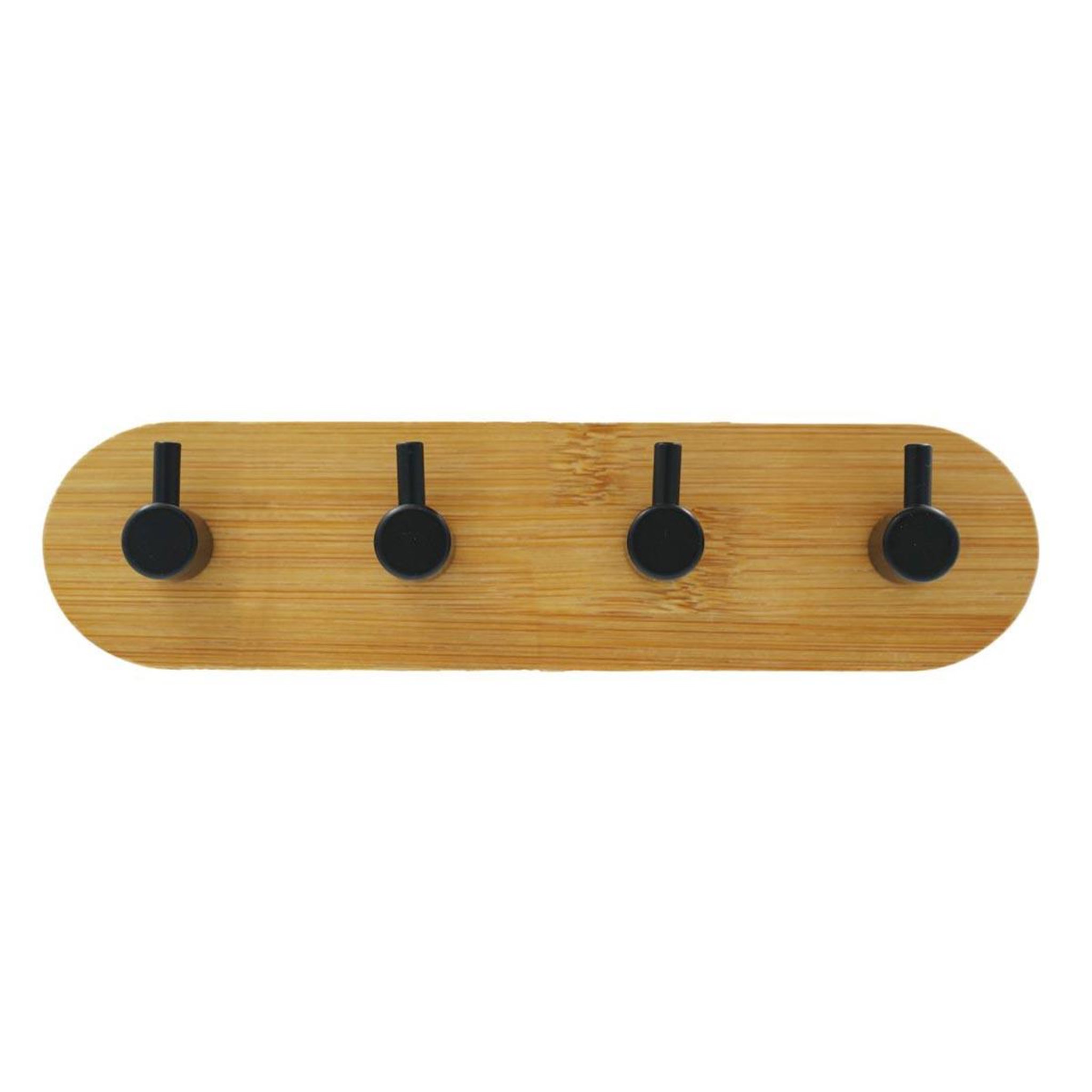 Douceur d'Intérieur Patère adhésive 4 crochets en bambou  fixeo  19cm naturel & noir