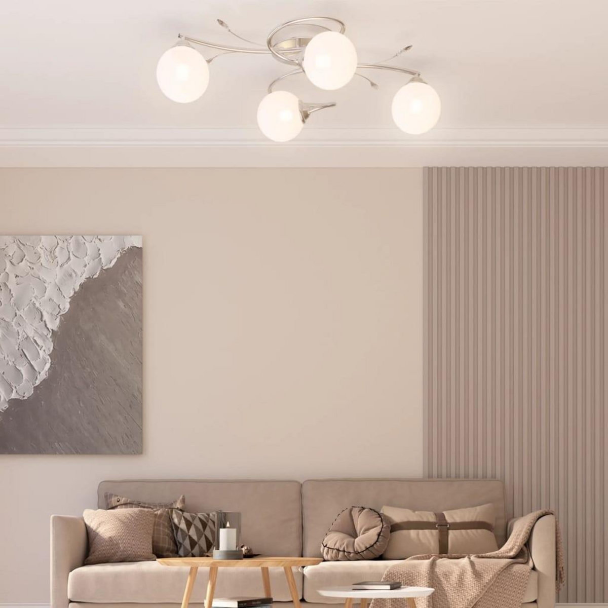 VIDAXL Plafonnier avec abat-jour ronds en verre pour 4 LED G9