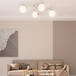 VIDAXL Plafonnier avec abat-jour ronds en verre pour 4 LED G9