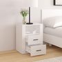 Voir la diapositive 3 : VIDAXL Table de chevet Blanc 50x36x60 cm Bois d'ingenierie