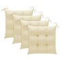 VIDAXL Chaises de jardin avec coussins blanc creme 4 pcs Teck massif