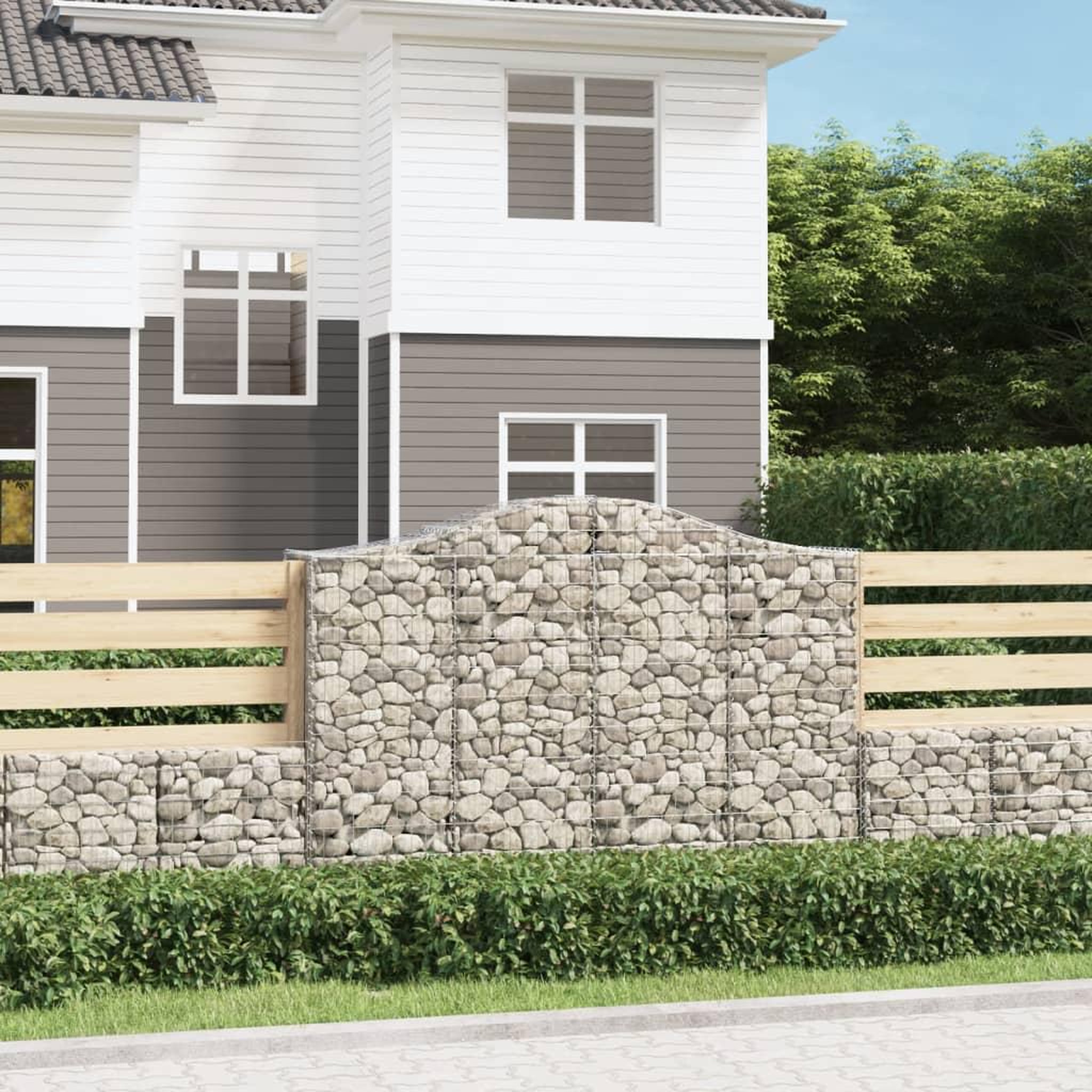 VIDAXL Paniers a gabions arques 40 pcs 200x50x140/160 cm Fer galvanise