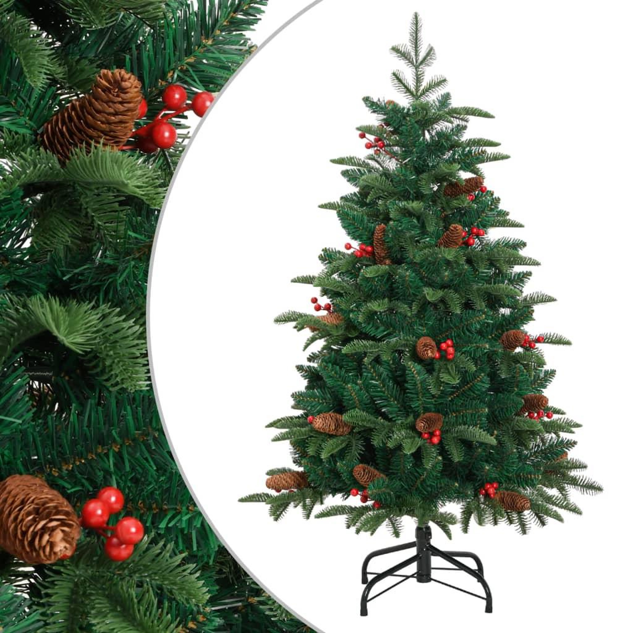 VIDAXL Sapin de Noël artificiel avec pommes de pin et baies 150 cm