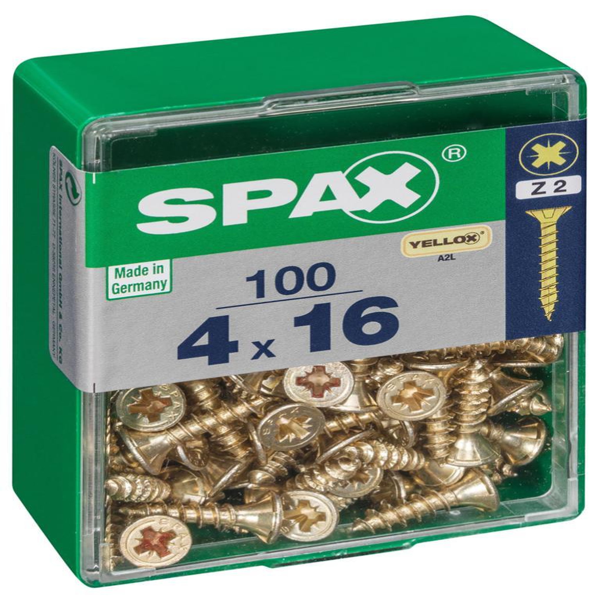 CENTRALE BRICO Lot de 100 vis acier tête fraisée pozidriv SPAX, Diam.4 mm x L.16 mm