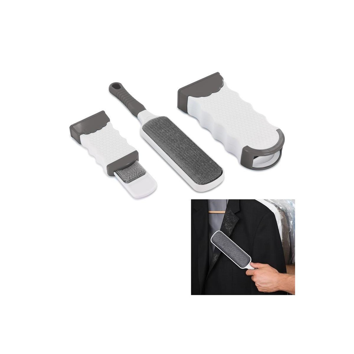 Paris Prix Lot de 2 Brosses pour Textile  Anti-Peluches  32cm Gris