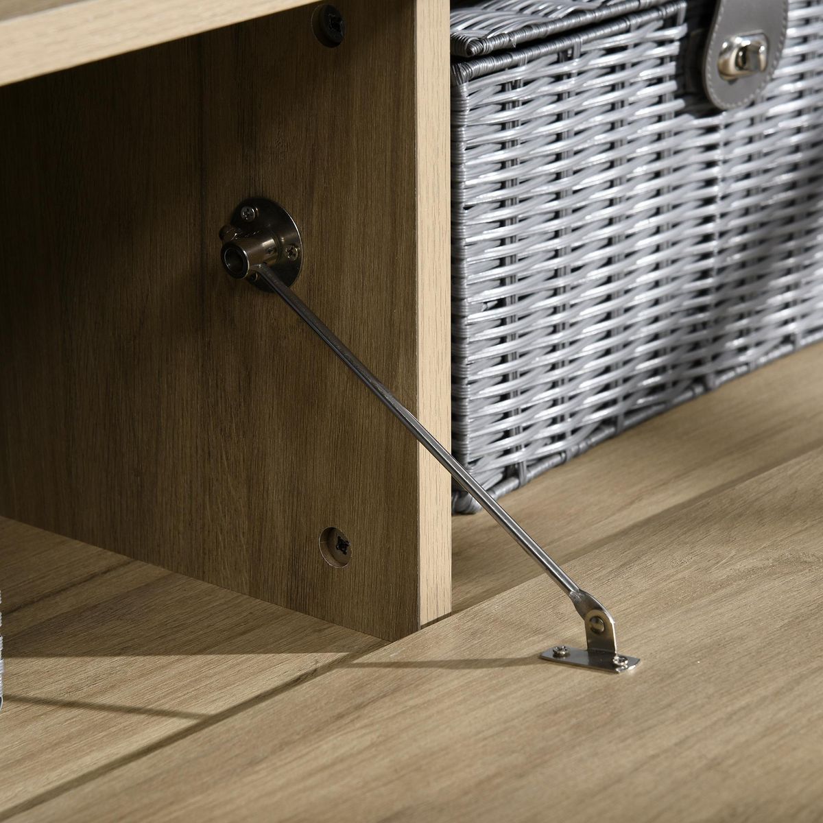 HOMCOM Meuble TV réversible design contemporain porte abattante 2 compartiments 4 niches MDF aspect chêne clair noir