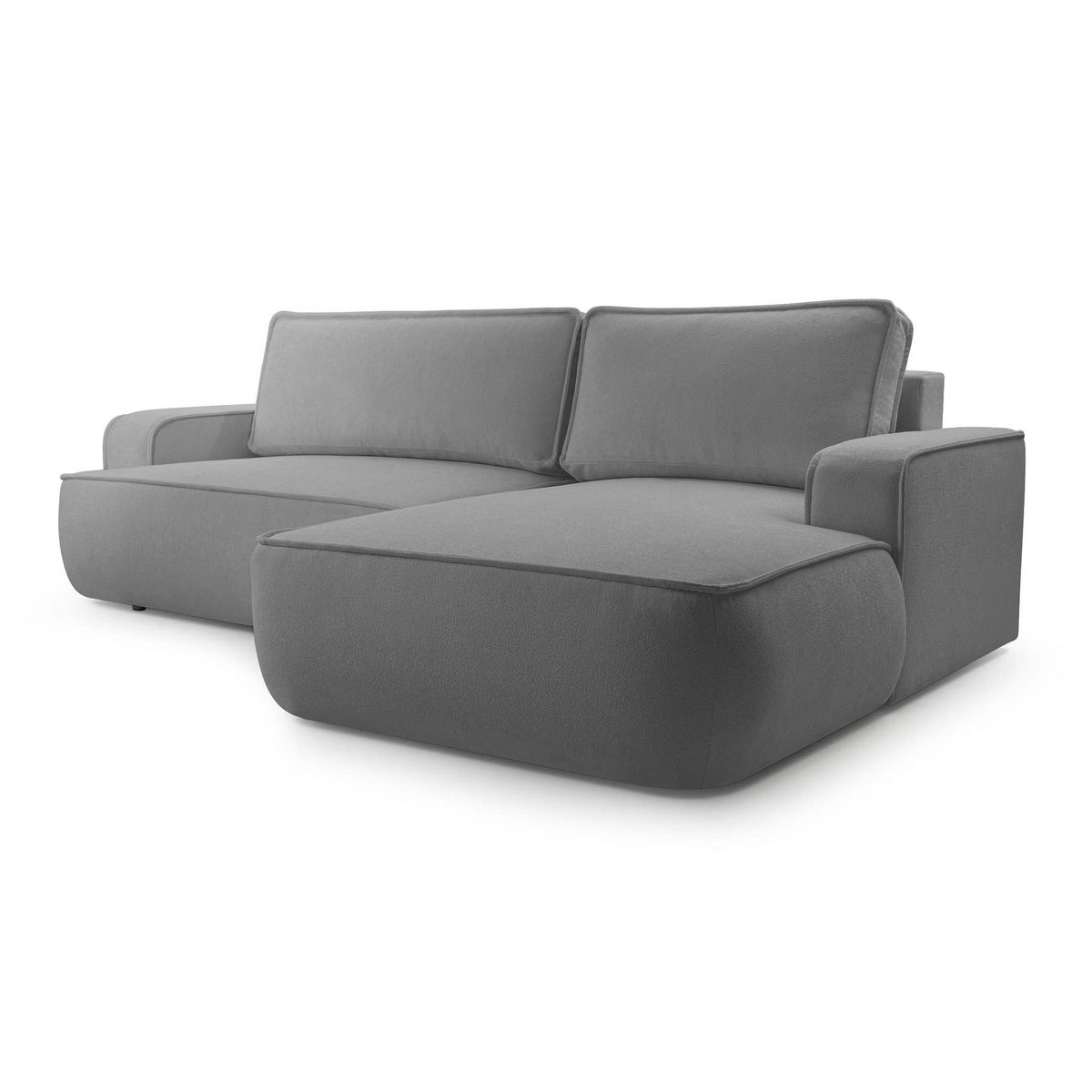 BEST MOBILIER Nessino - canapé d'angle droit 4 places - convertible avec coffre - en tissu texturé