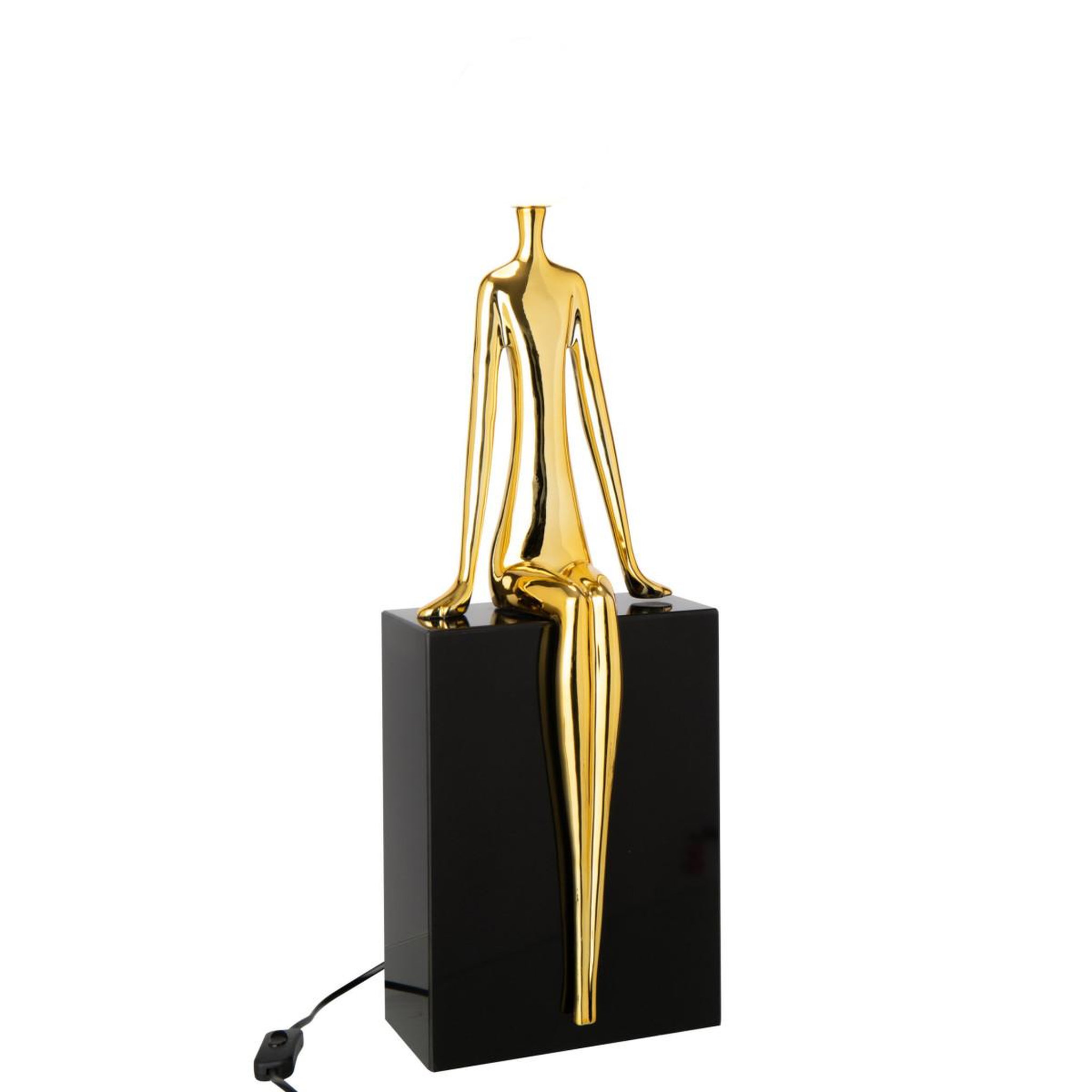 Voir la diapositive 2 : J-LINE Lampe à poser design  silhouette  72cm doré & noir