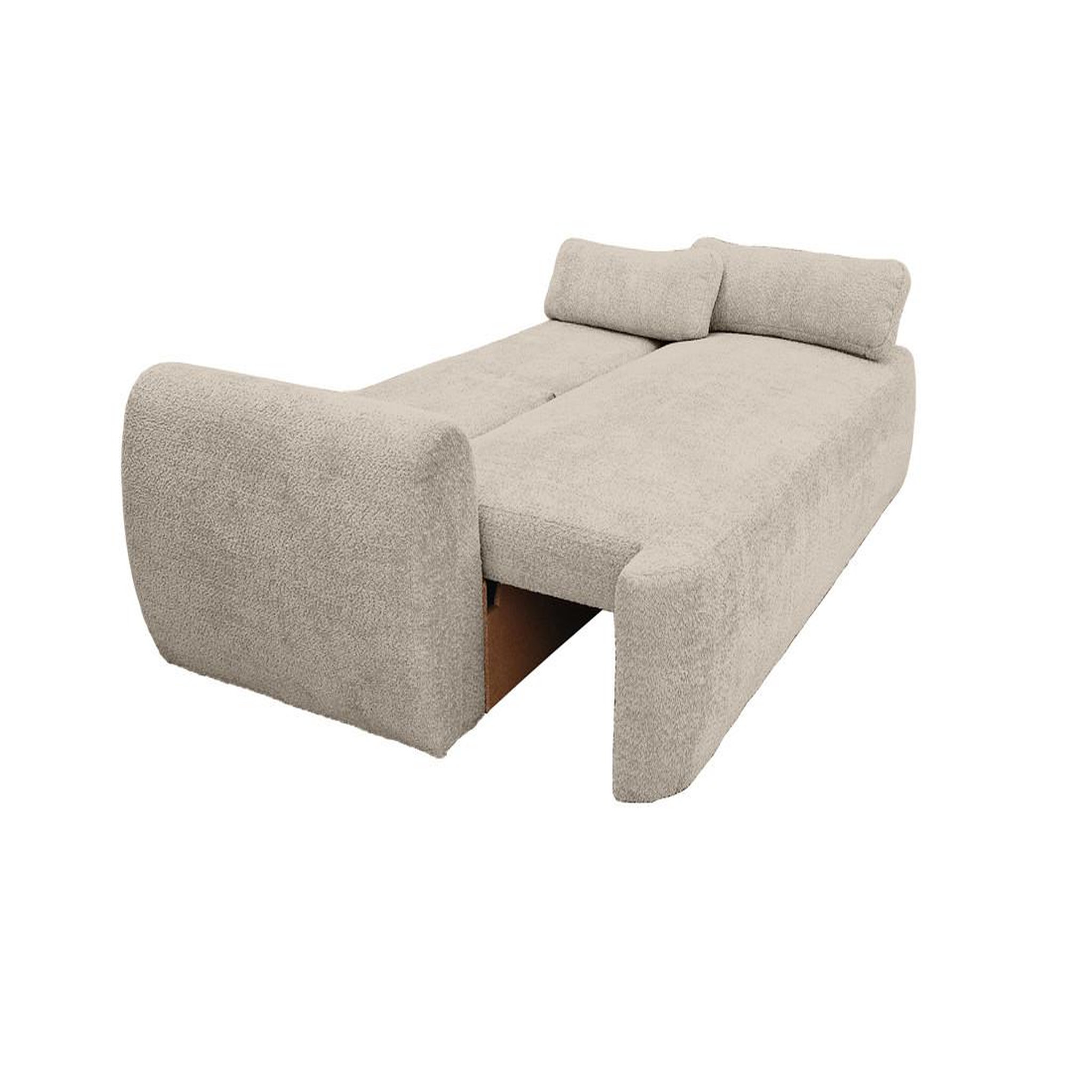 Voir la diapositive 2 : BEST MOBILIER Mahina - canapé droit 3 places - convertible avec coffre - en tissu bouclette