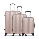 HERO HERO - Lot de 3 - Valise grand format, valise weekend et valise cabine CARPATES. Coloris disponibles : Noir, Gris, Beige, Rose, Bleu