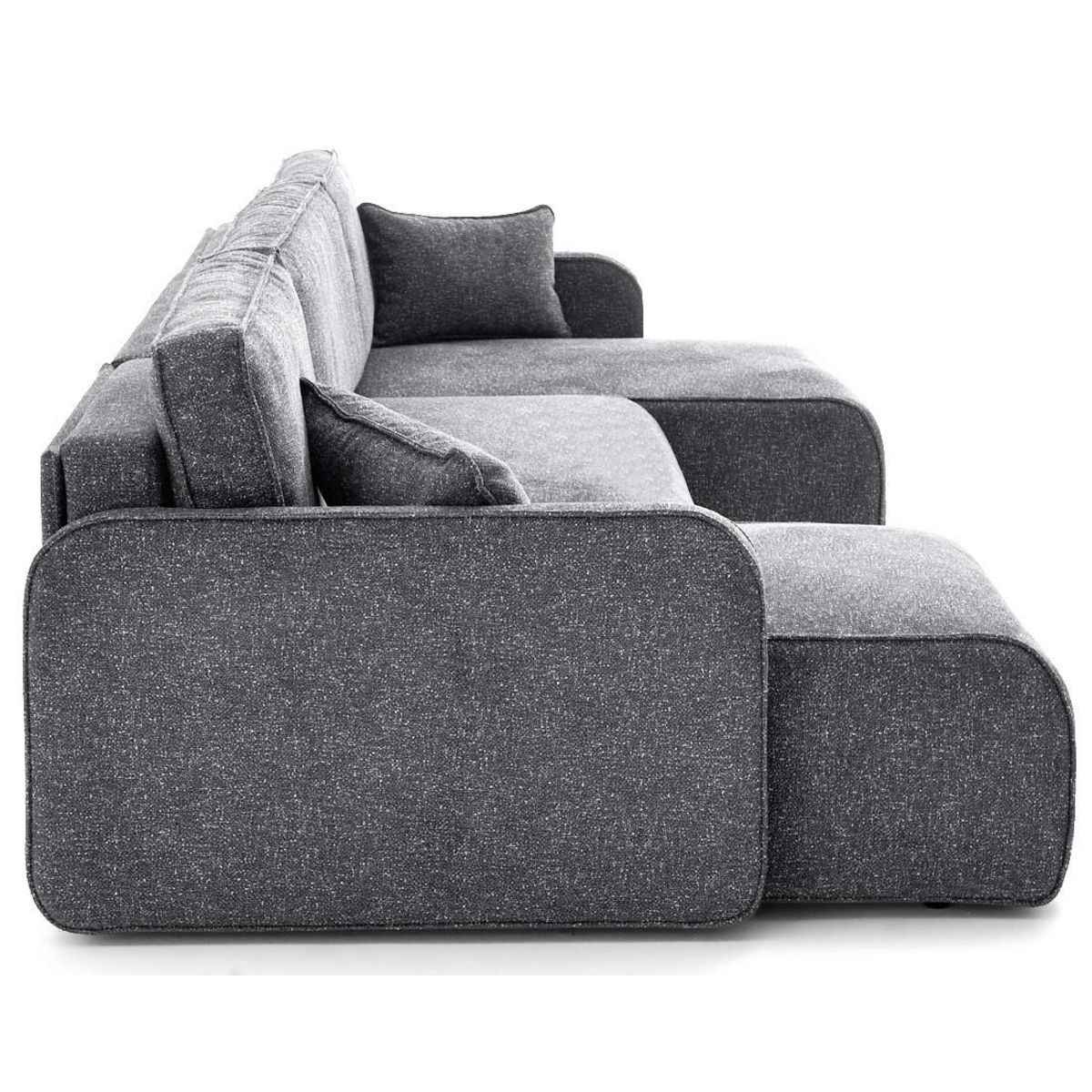 LISA DESIGN Apolline - canapé panoramique en u 7 places convertible avec coffres en tissu moucheté