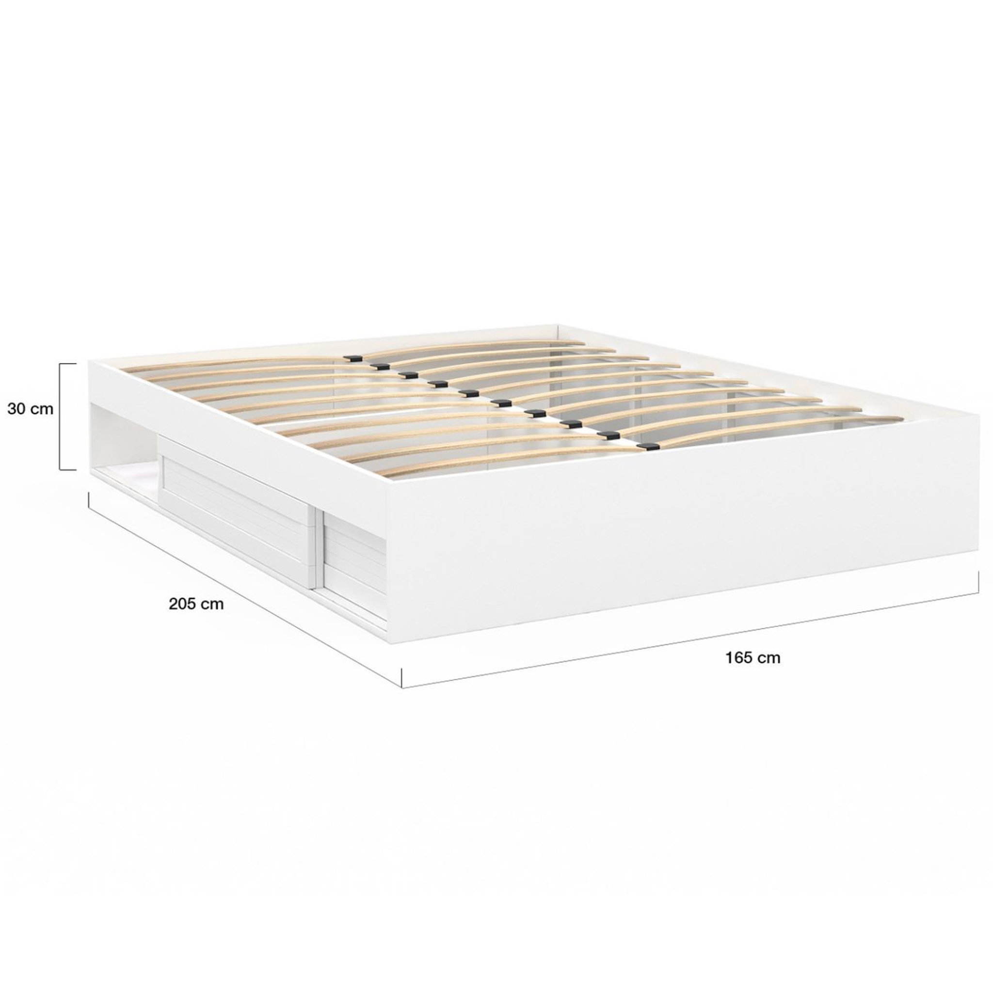 Voir la diapositive 4 : ID MARKET Cadre de lit double salem avec rangements et sommier 160 x 200 cm blanc