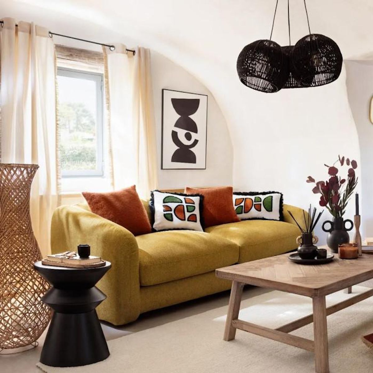 ATMOSPHERA Table à Café Ronde Design  Sohan  48cm Noir