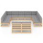 Voir la diapositive 3 : VIDAXL Salon de jardin 11 pcs avec coussins Bois de pin massif