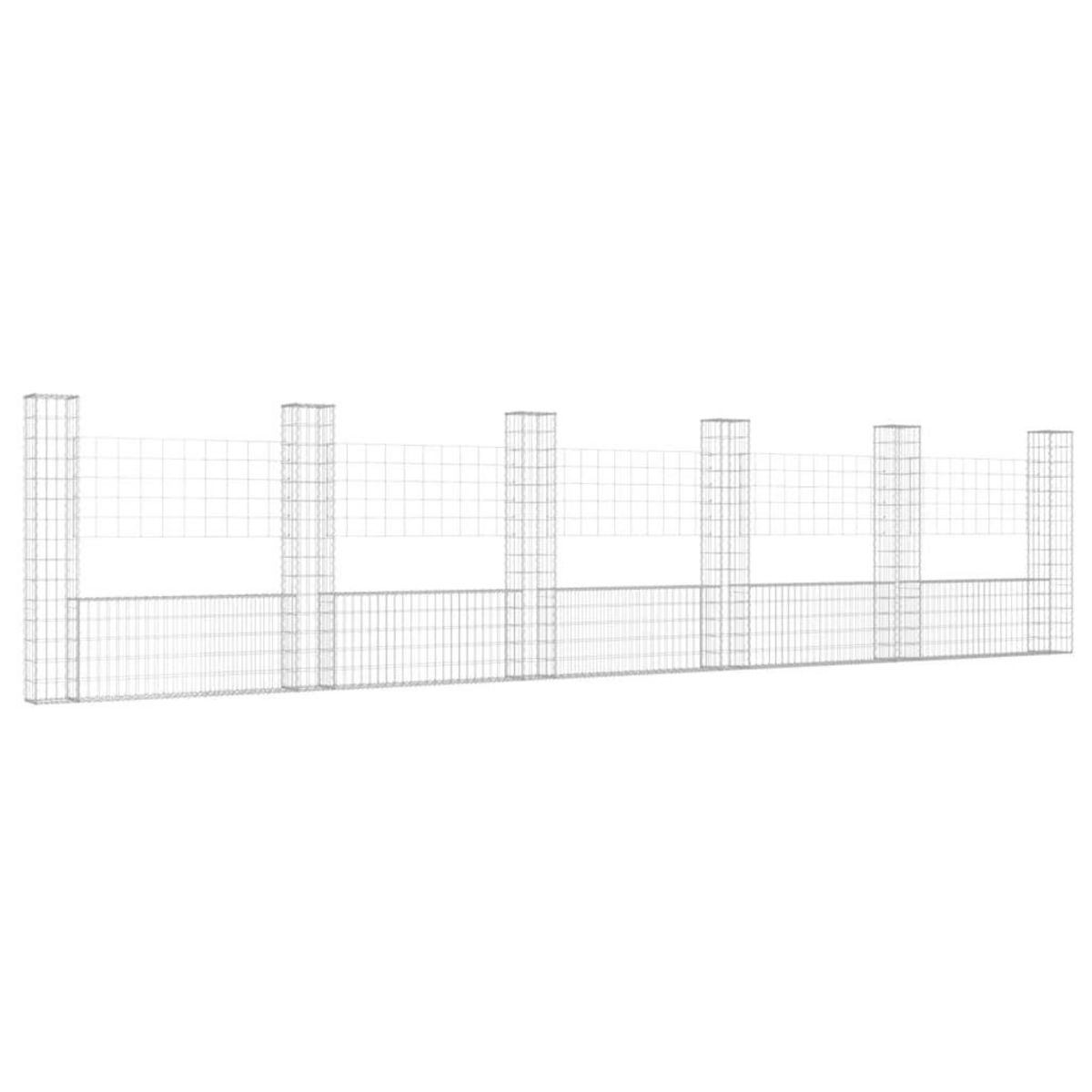 VIDAXL Panier de gabion en forme de U avec 6 poteaux Fer 620x20x150 cm