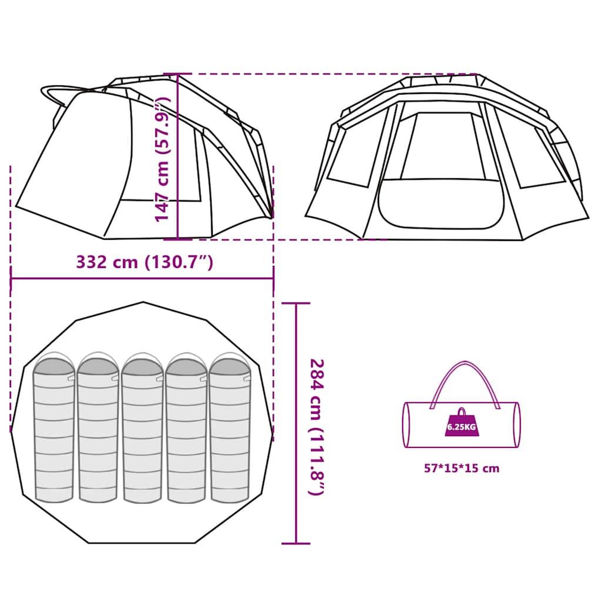 Voir la diapositive 6 : VIDAXL Tente de peche 5 personnes vert olive impermeable