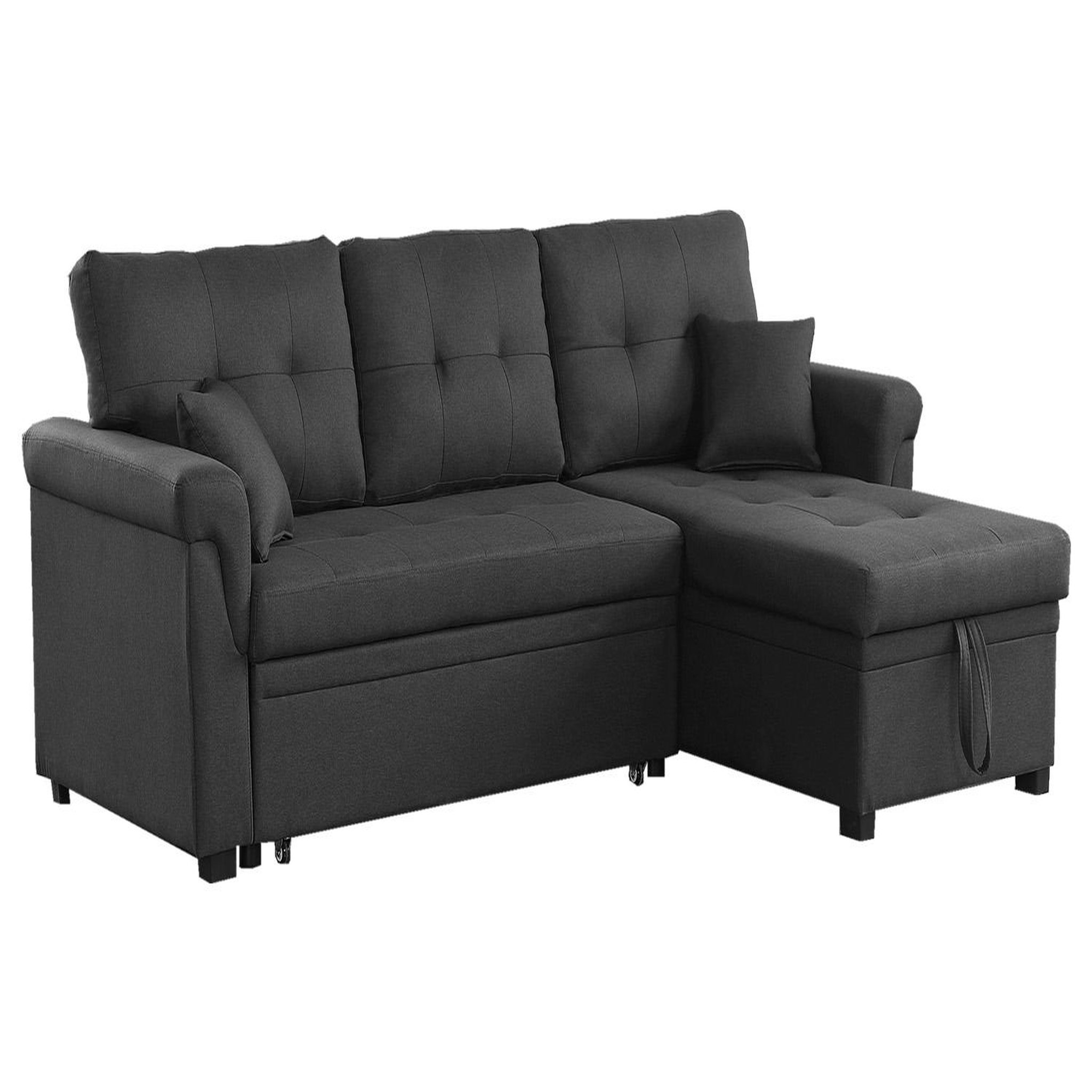 CONCEPT USINE Canapé d'angle droit convertible 4 places en tissu gris foncé toronto