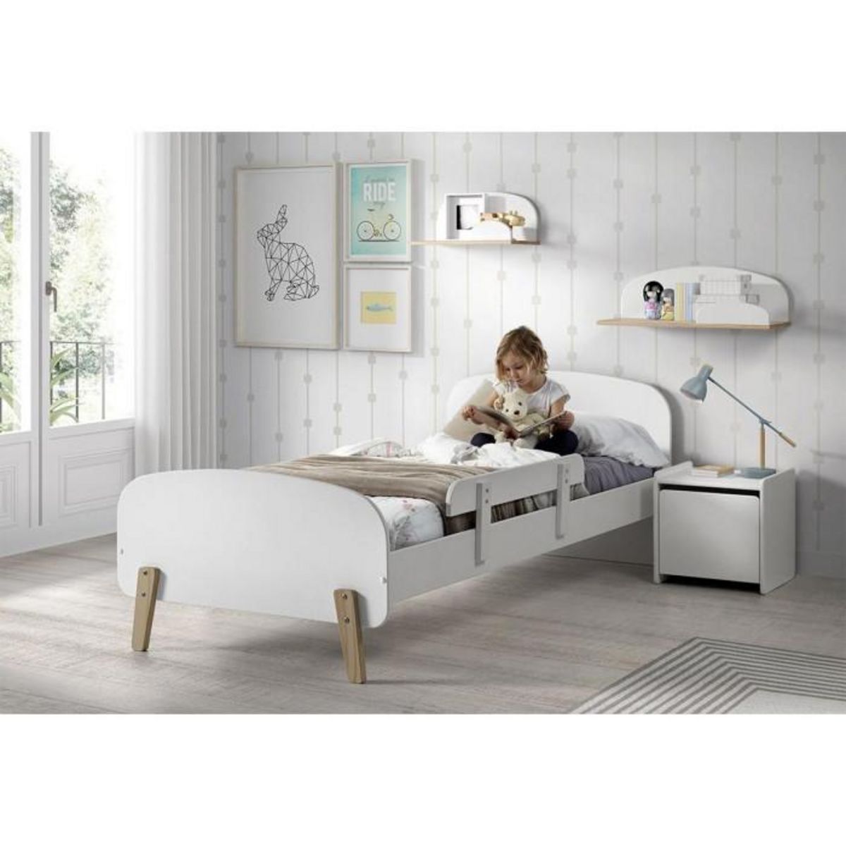 Paris Prix Pack - Lit Enfant, Chevet & Coffre  Kiddy  90x200cm Blanc