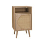 Voir la diapositive 1 : SWEEEK Table de chevet. Eva. décor bois et cannage arrondi. une porte. un espace de rangement. L40 x l39 x H70cm