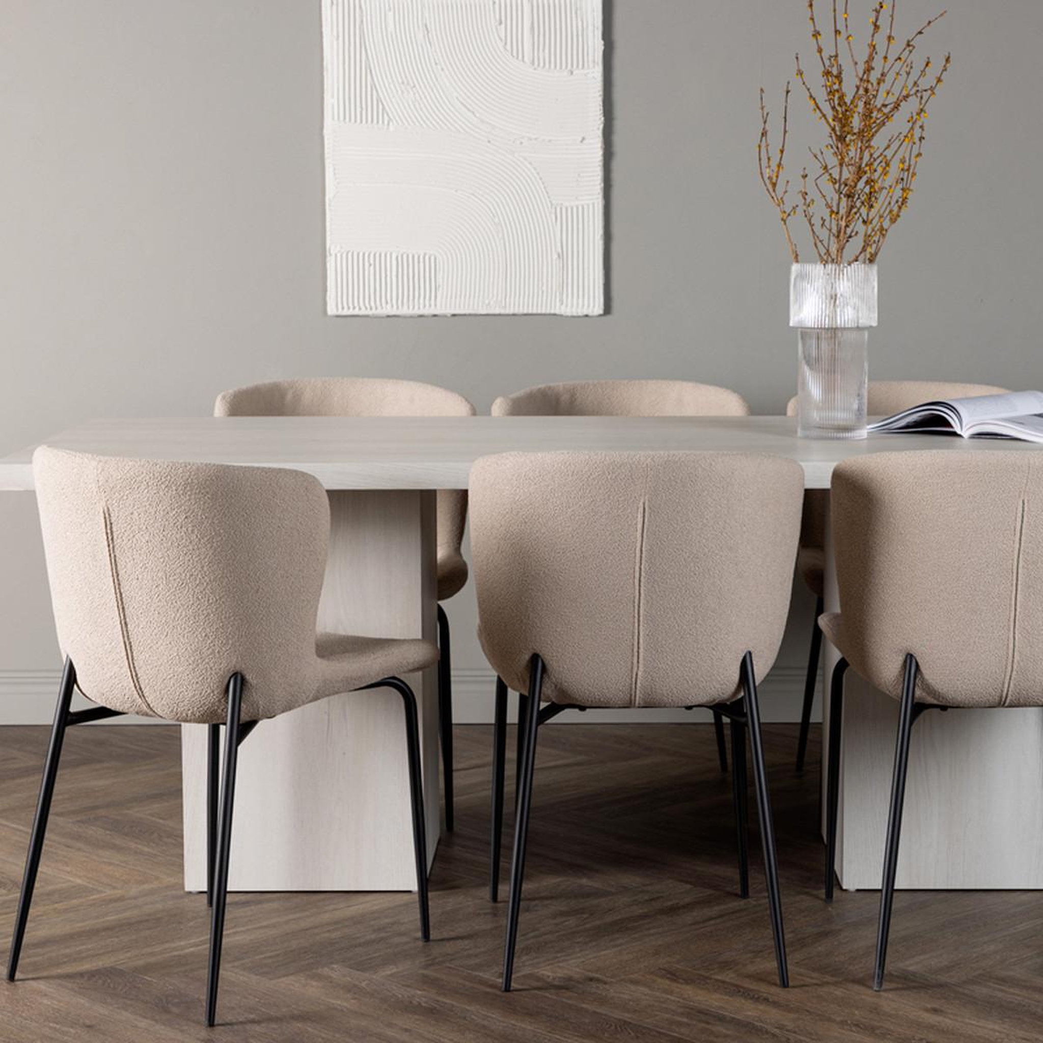Voir la diapositive 4 : Paris Prix Ensemble table à manger & 6 chaises  olga & modesto  200cm naturel & beige