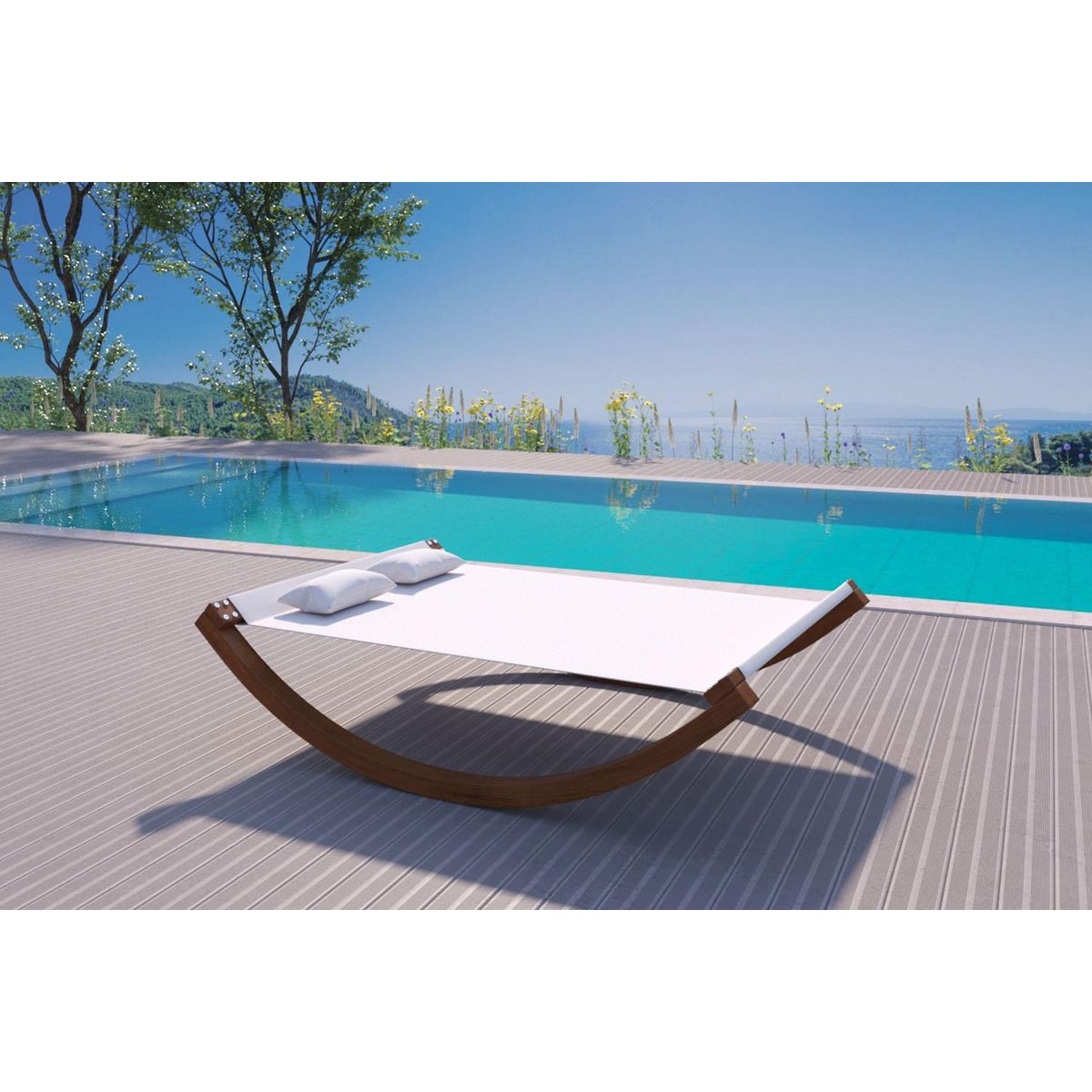 CONCEPT USINE Hamac à bascule 2 personnes en bois beige AMADORA