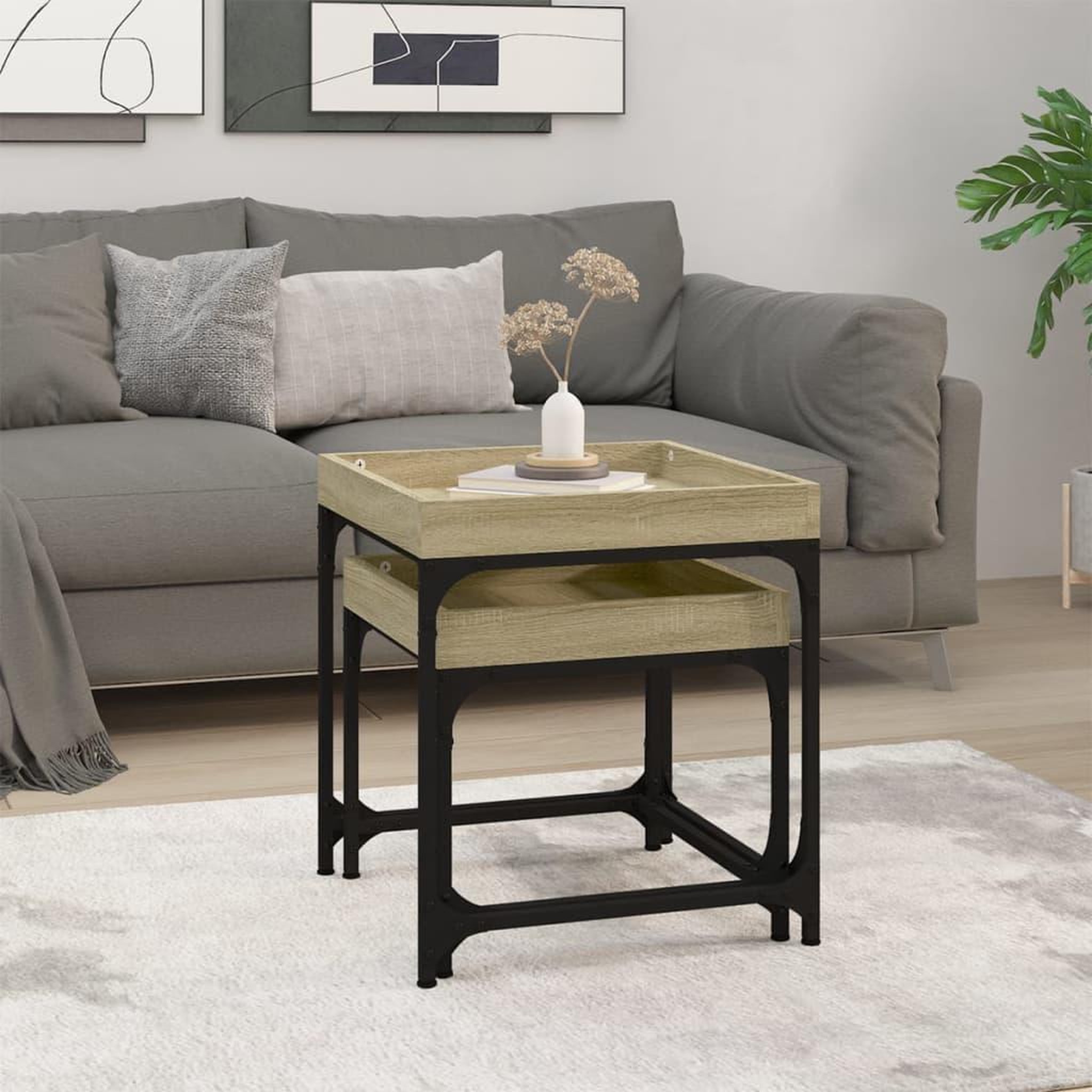 Voir la diapositive 3 : VIDAXL Tables d'appoint 2 pcs Chene sonoma Bois d'ingenierie